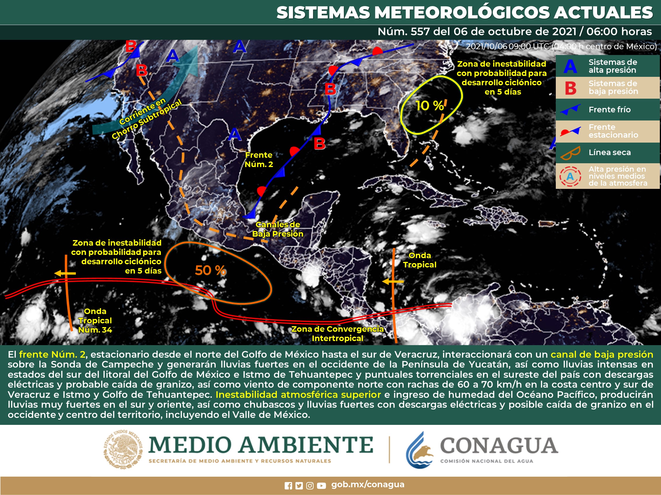 Pronóstico nacional del meteorológico para hoy