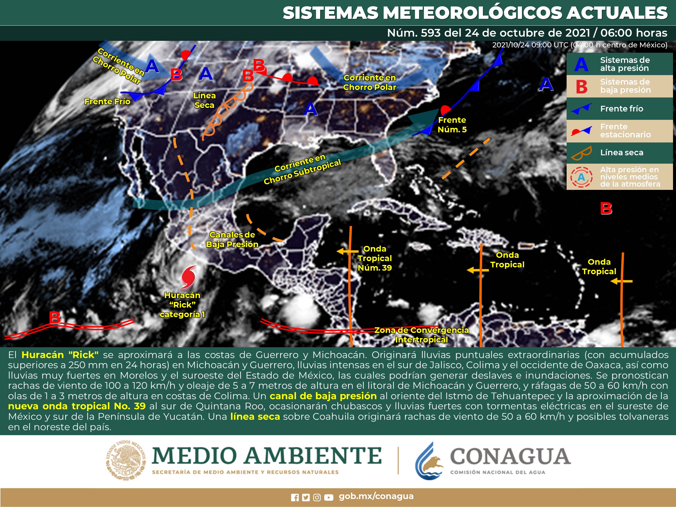 Reporte del clima de hoy para el territorio nacional