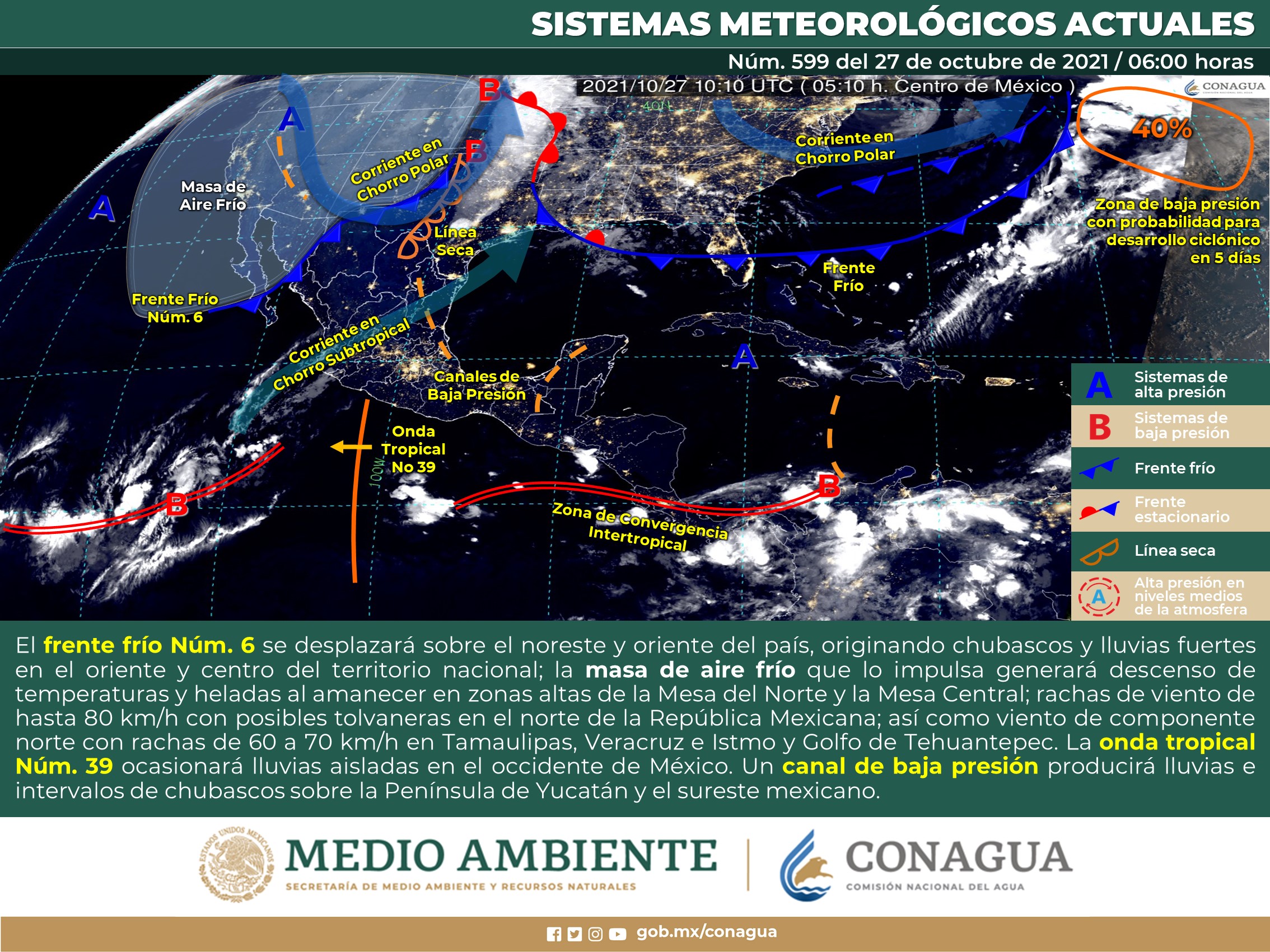 Reporte del clima para este día miércoles