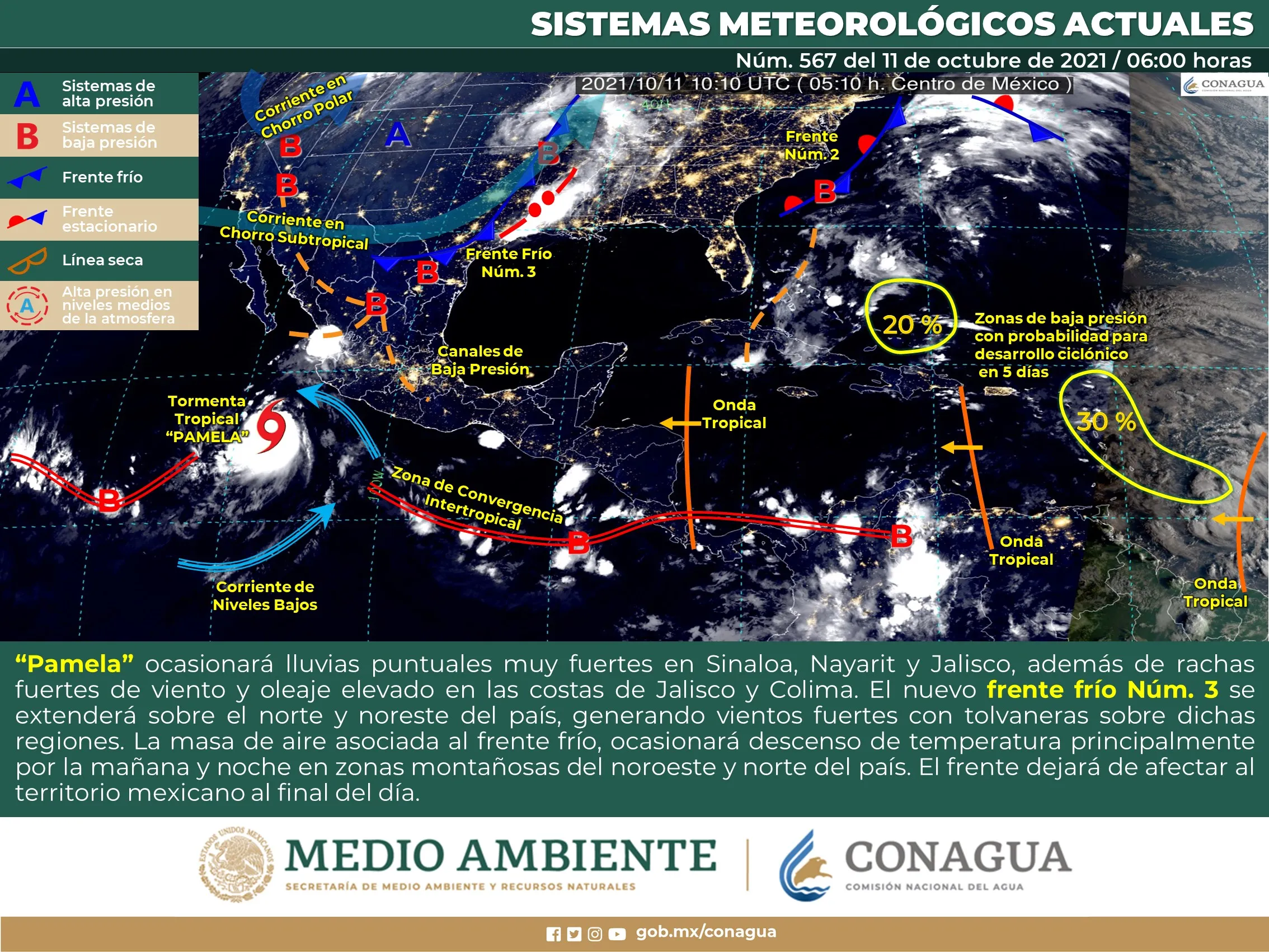 Reporte del clima para hoy lunes