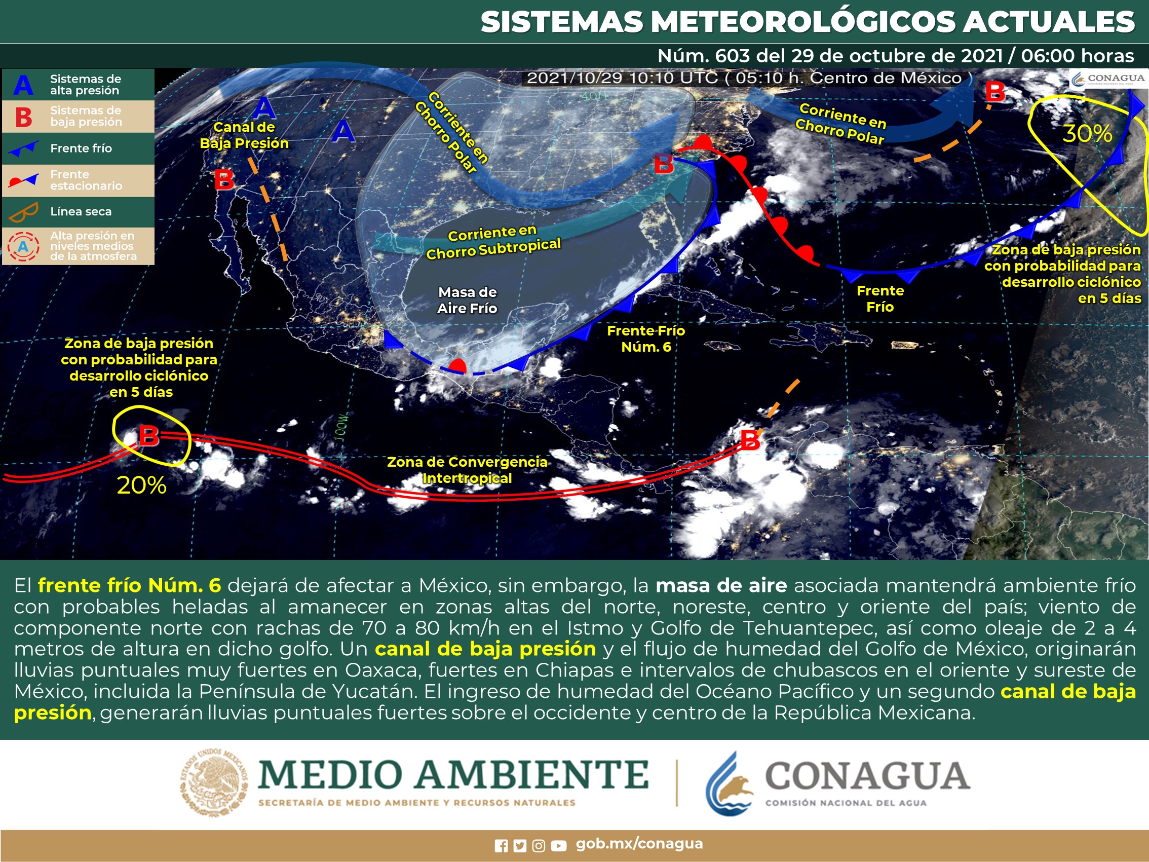 Reporte del meteorológico nacional para hoy