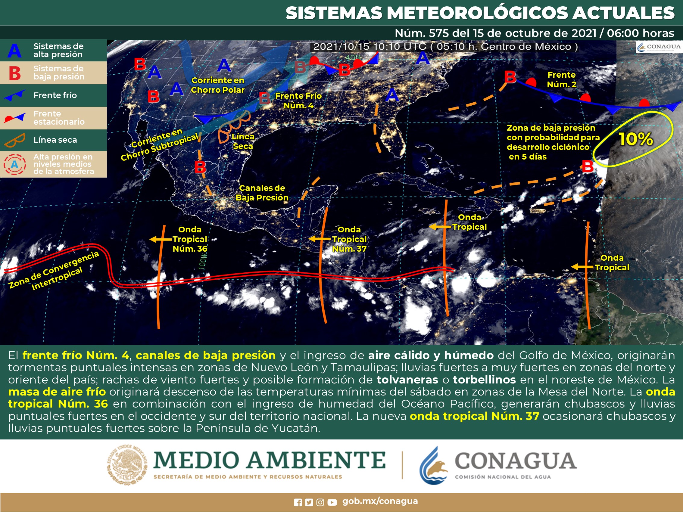 Reporte nacional del meteorológico para hoy viernes