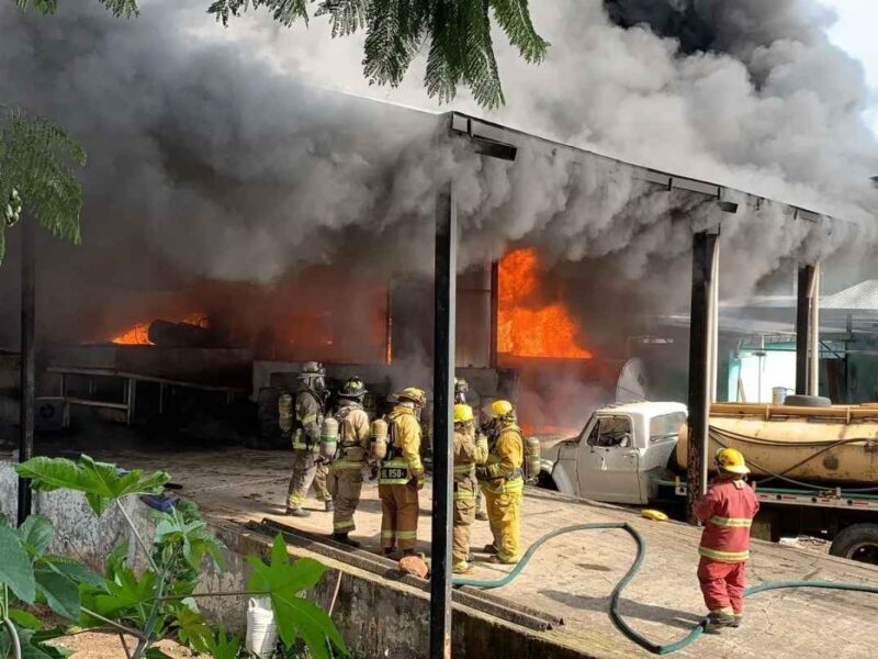 Un fuerte incendio registrado la noche del miércoles consumió por completo una vivienda en la colonia Bosques de Uruapan, Michoacán: Dos personas fueron hospitalizadas tras intoxicarse con el humo