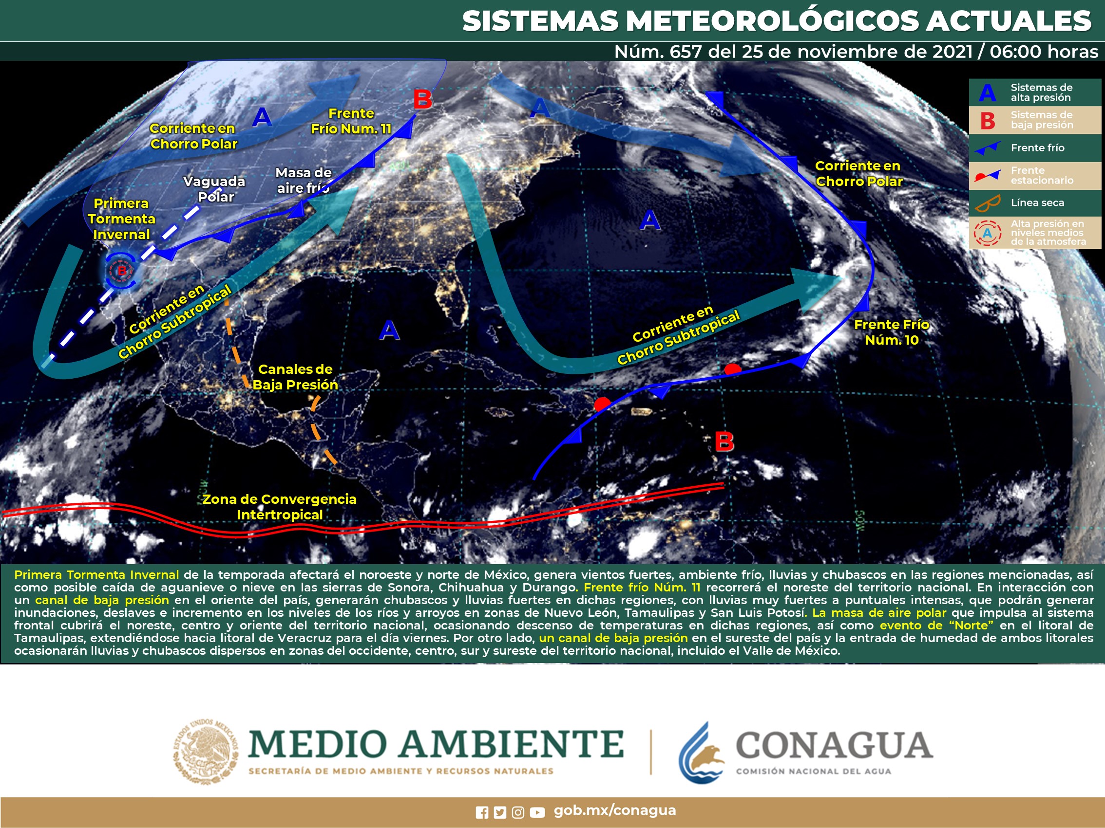 Reporte de este jueves del meteorológico nacional