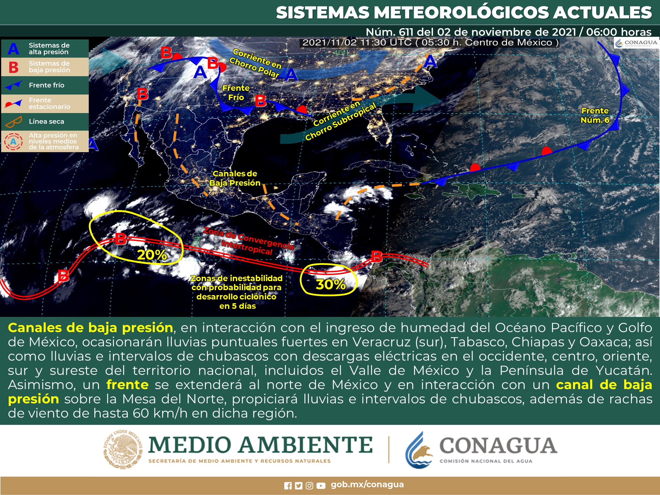 Reporte de este martes del meteorológico nacional