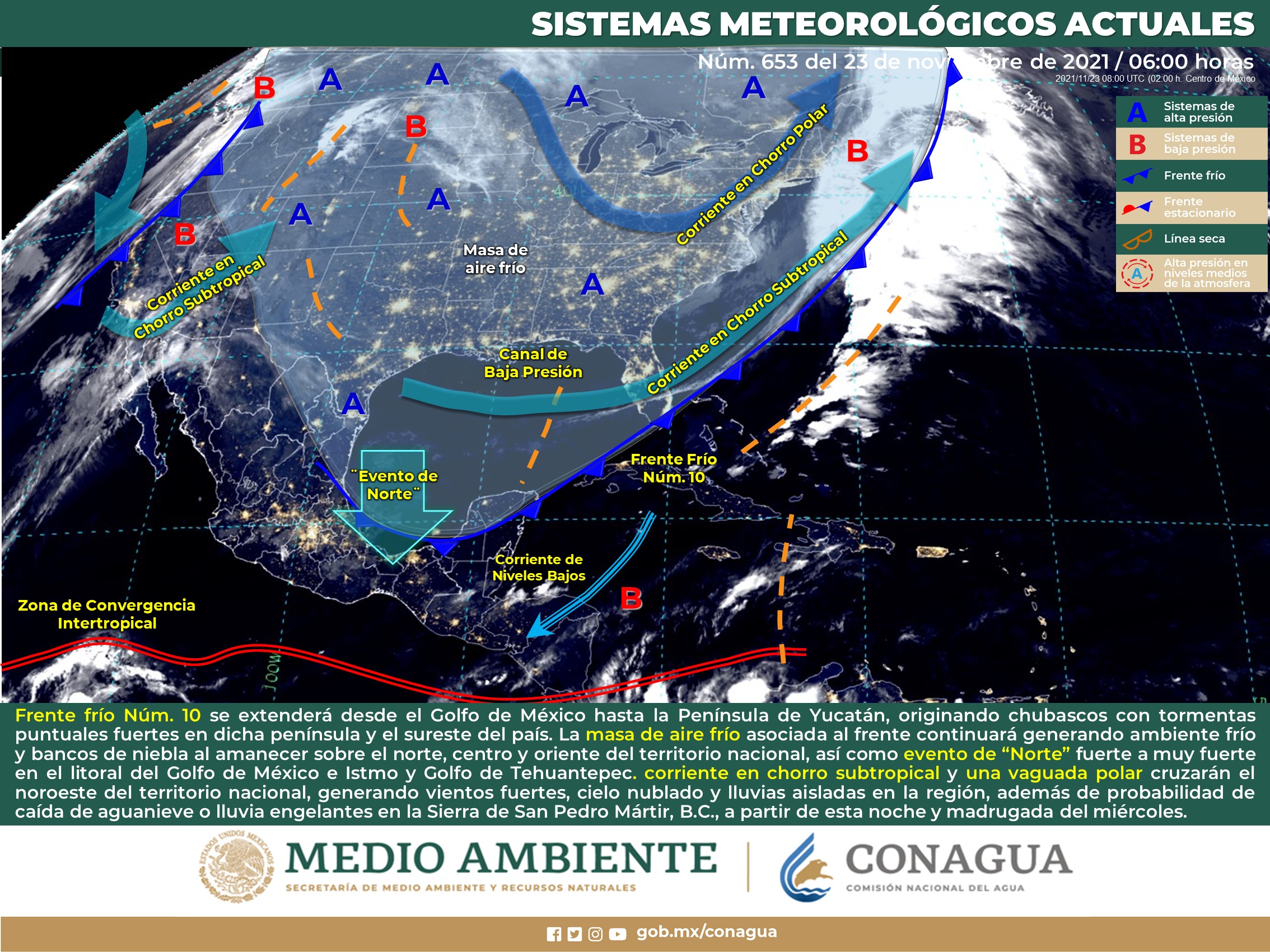 Reporte del clima para este día martes