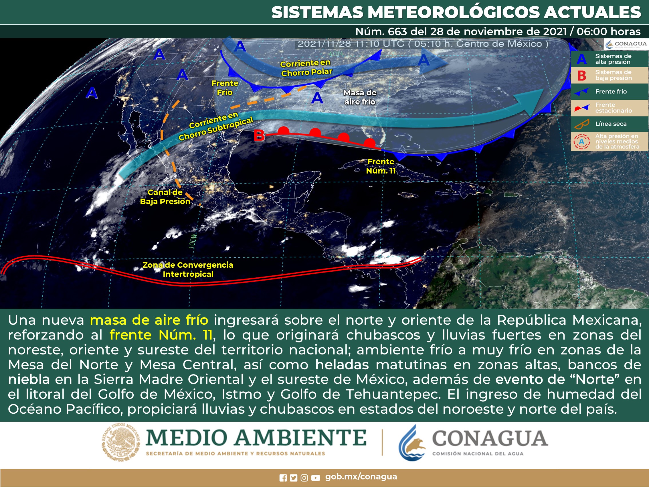 Reporte nacional de este domingo del meteorológico