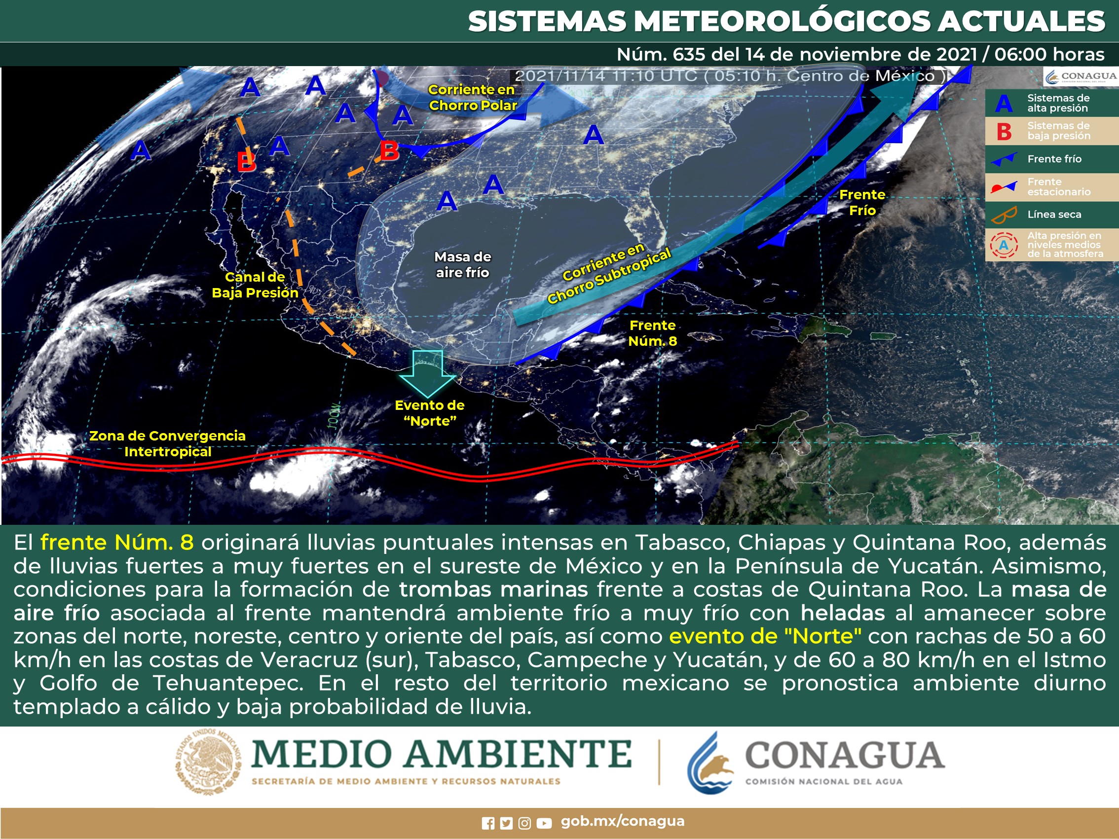 Reporte nacional del clima para este día domingo