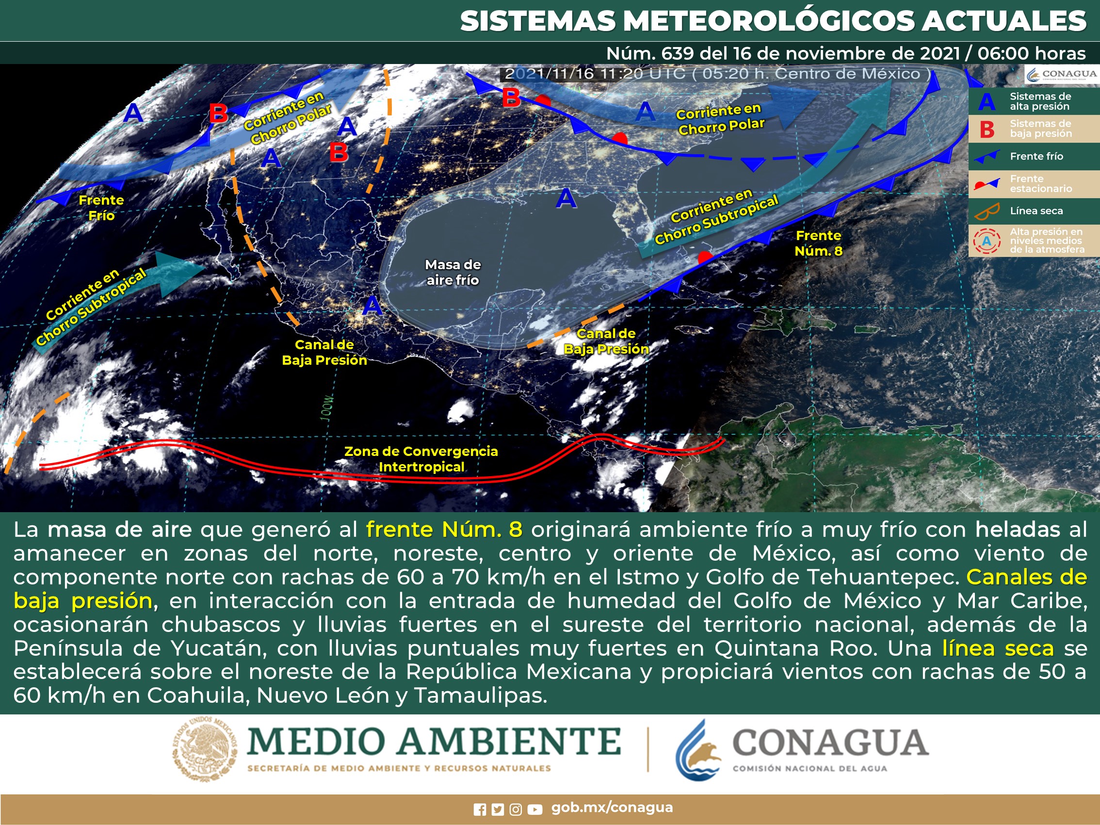 Reporte nacional del clima para este día martes