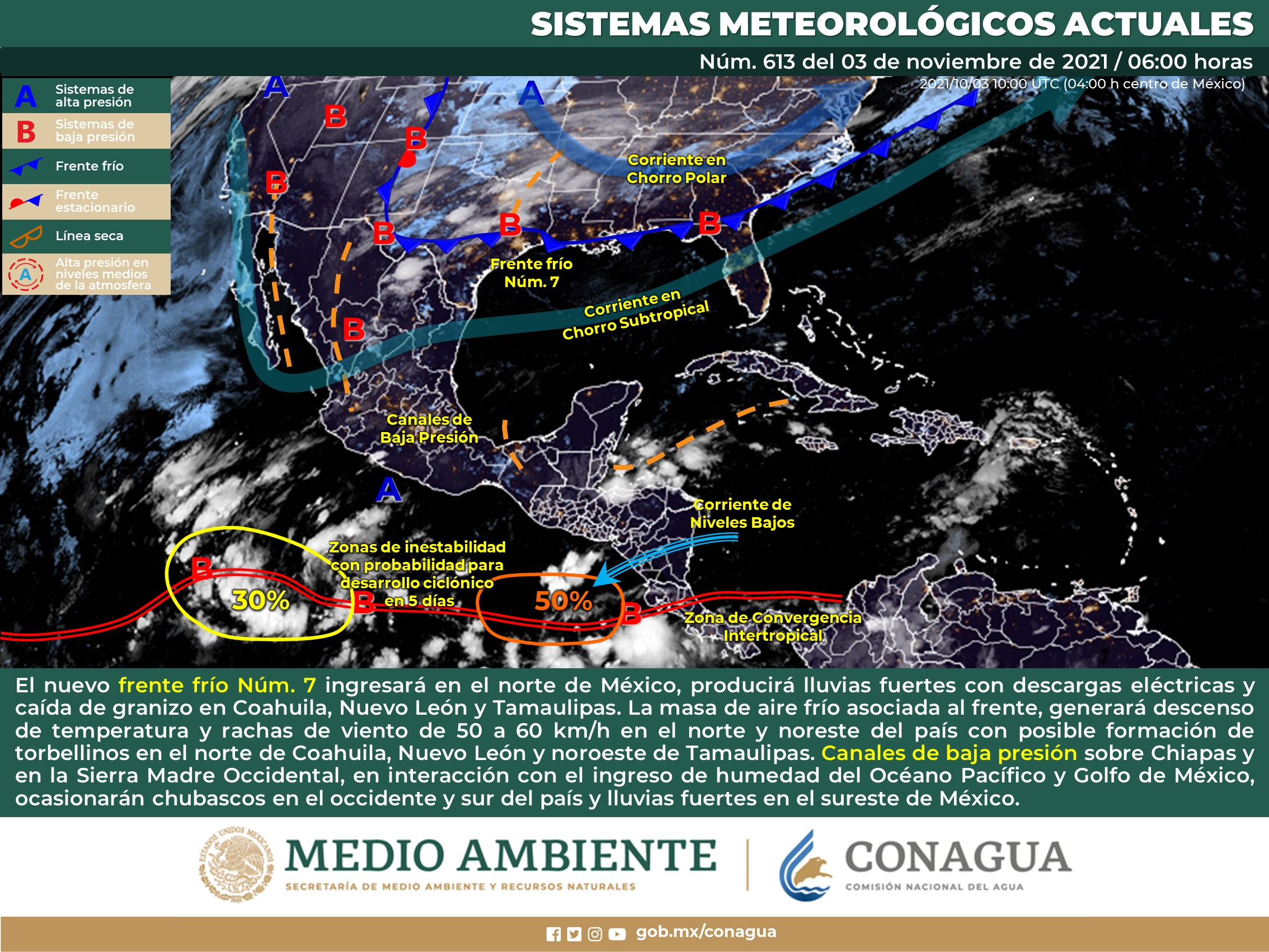 Reporte nacional del clima para este día