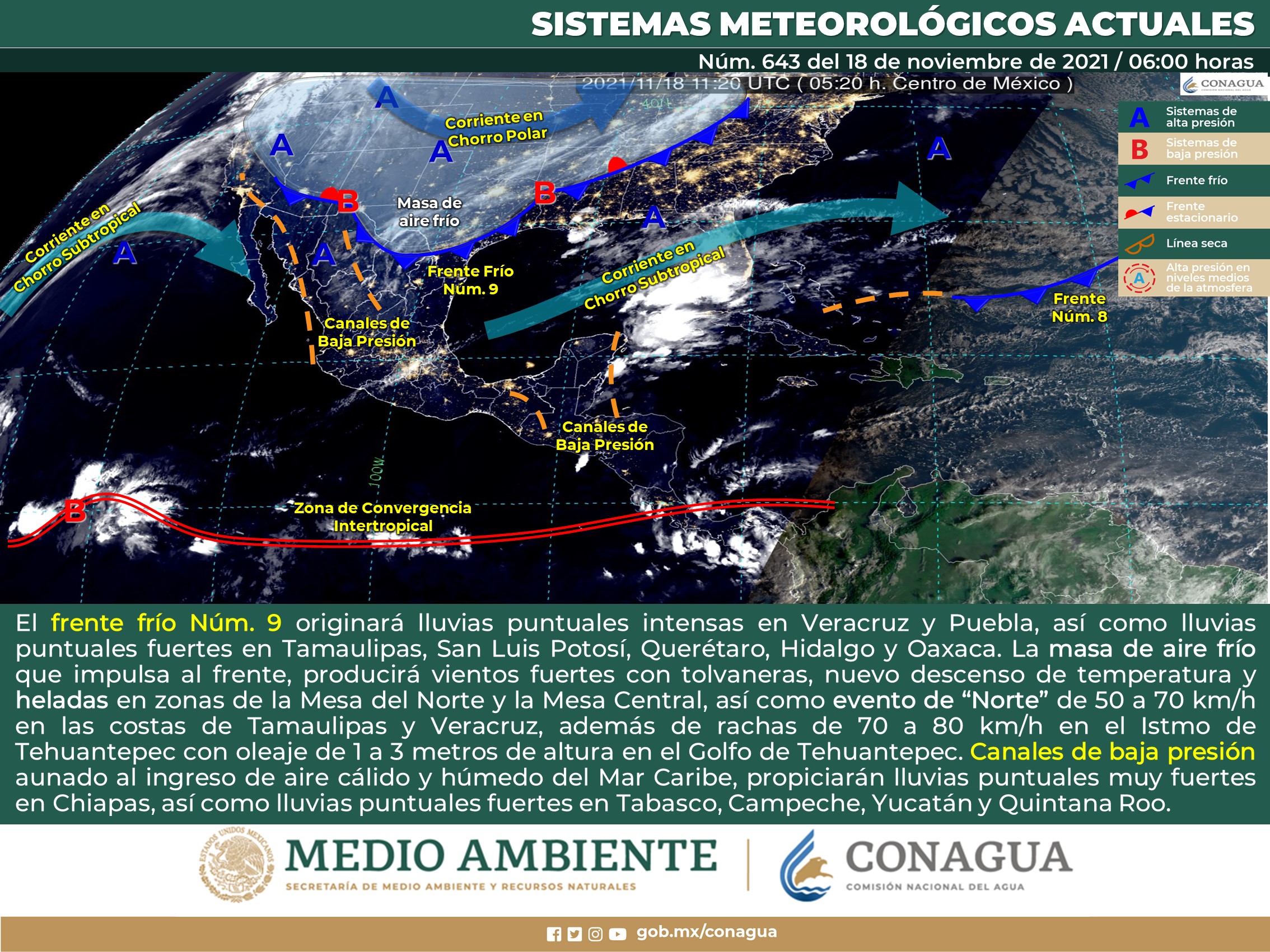 Reporte nacional del clima para hoy jueves