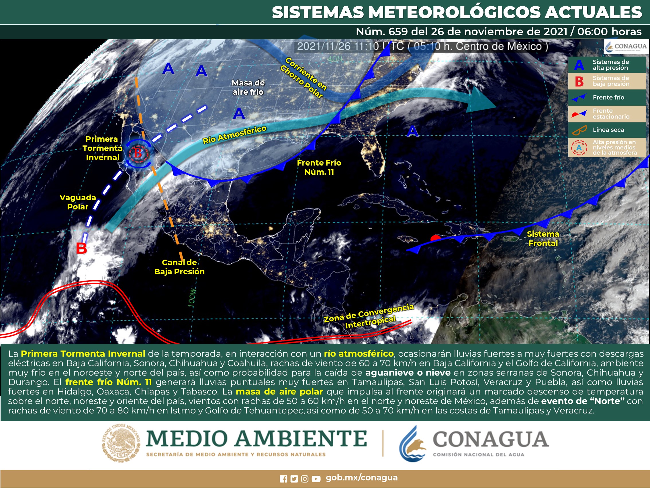 Reporte nacional del meteorológico de hoy viernes