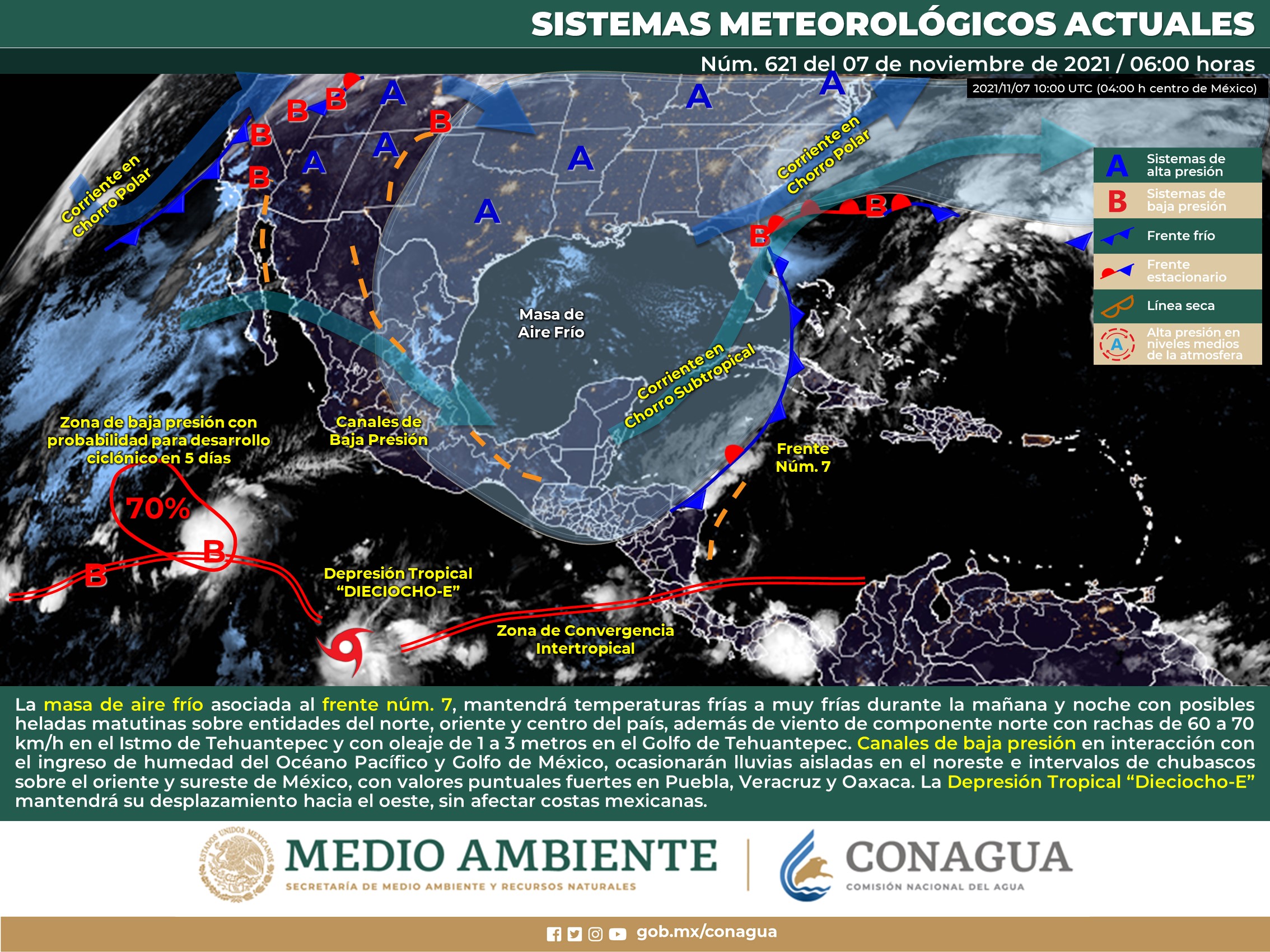 Reporte nacional del meteorológico para hoy