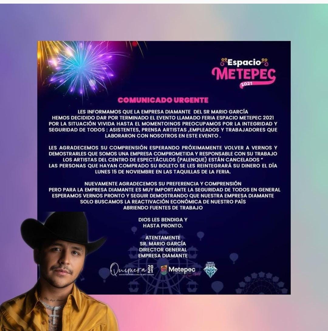 Tras amenazas a artistas, cancelan Feria de Metepec