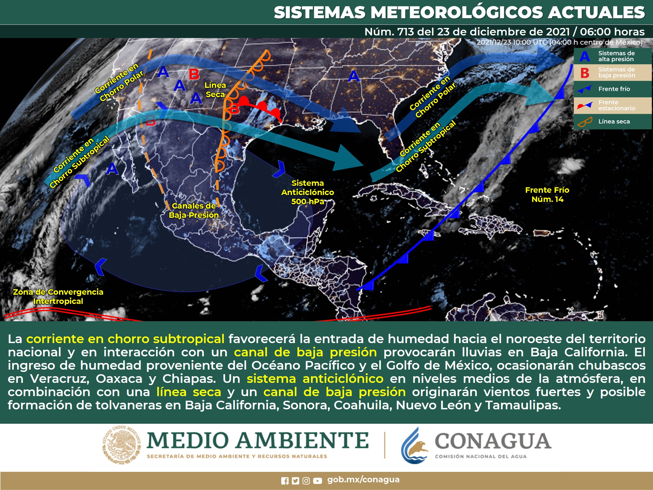 Clima nacional para este día jueves