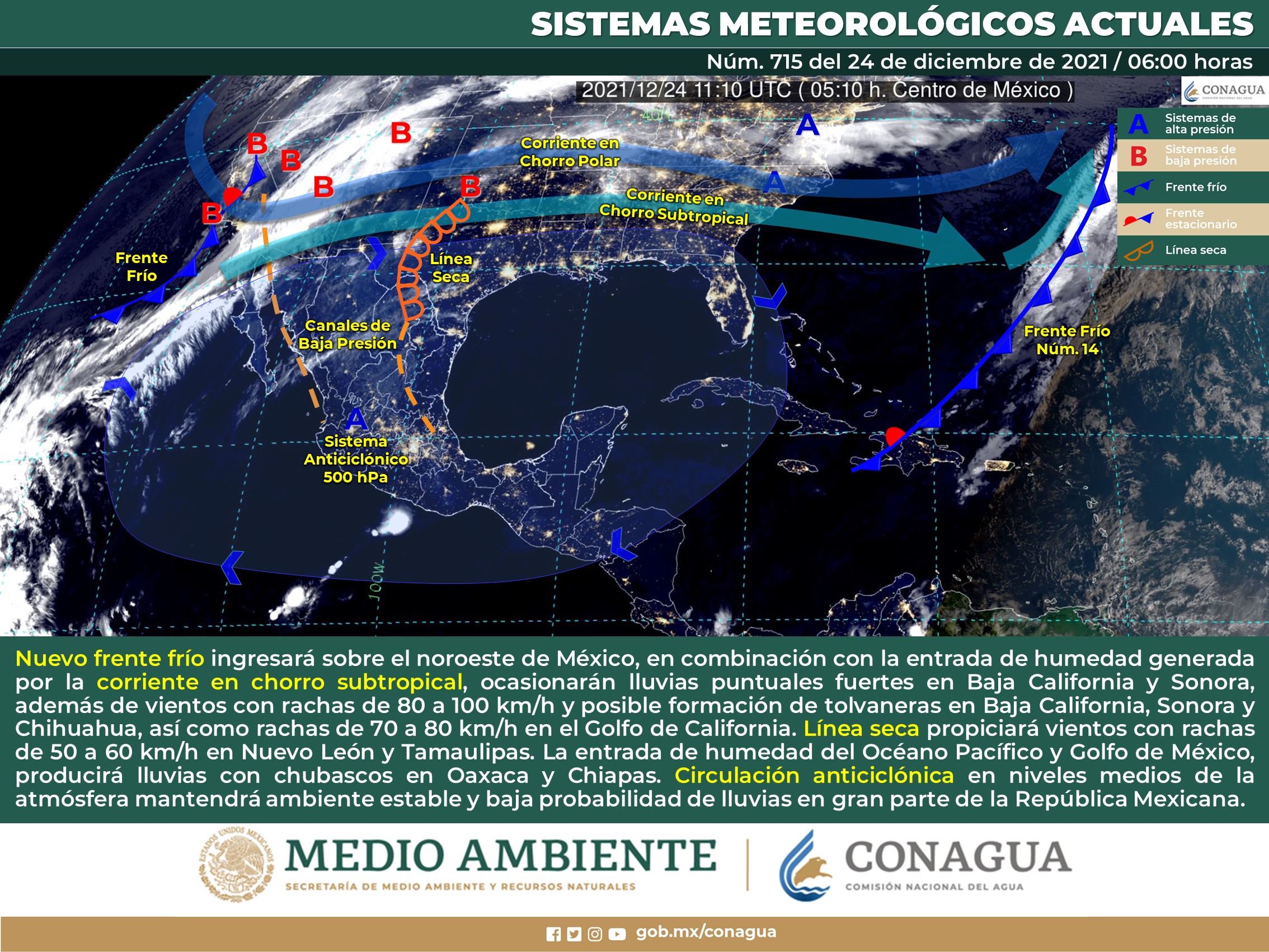 Clima nacional para este día viernes