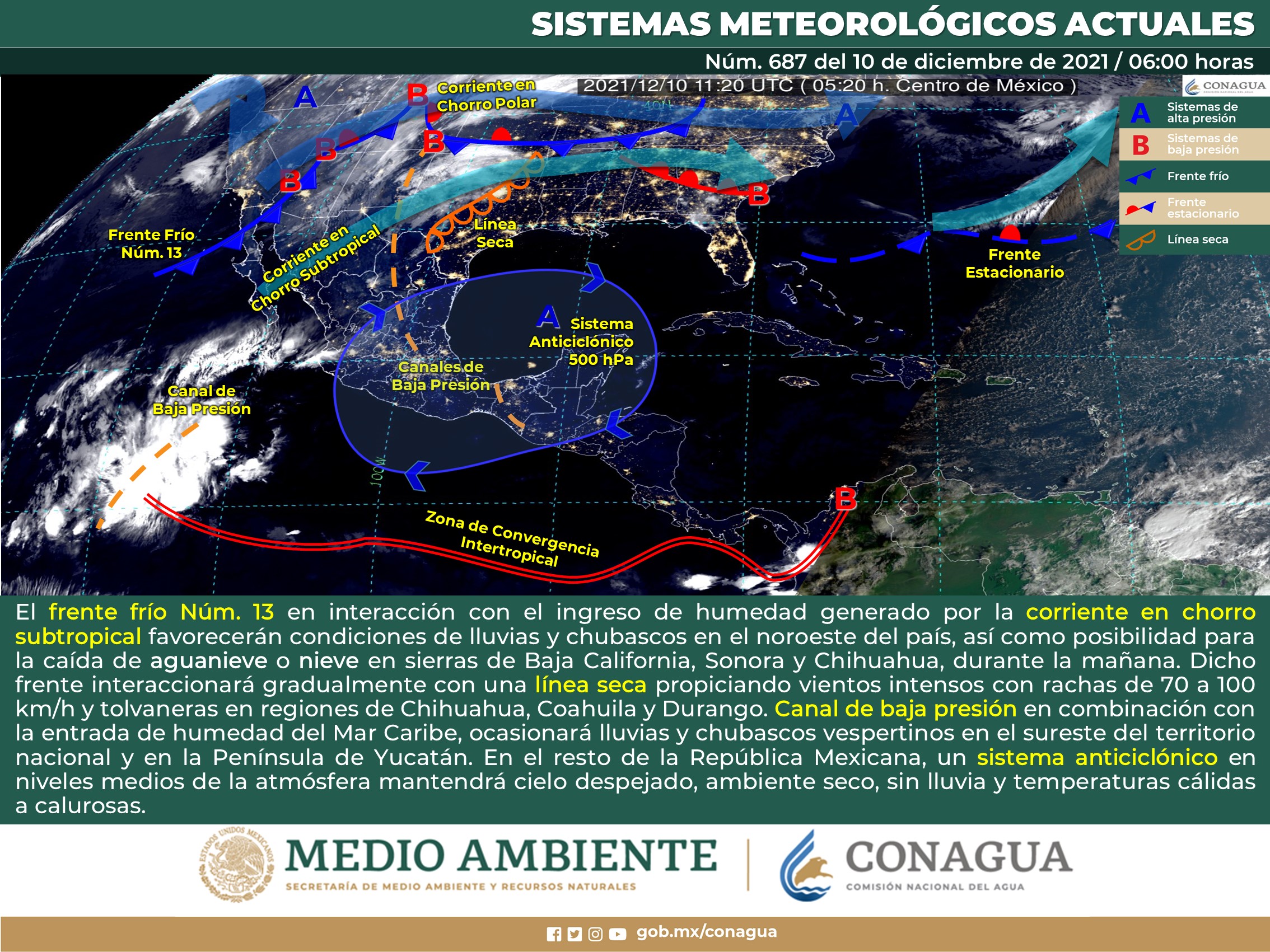 Meteorológico nacional para este día viernes