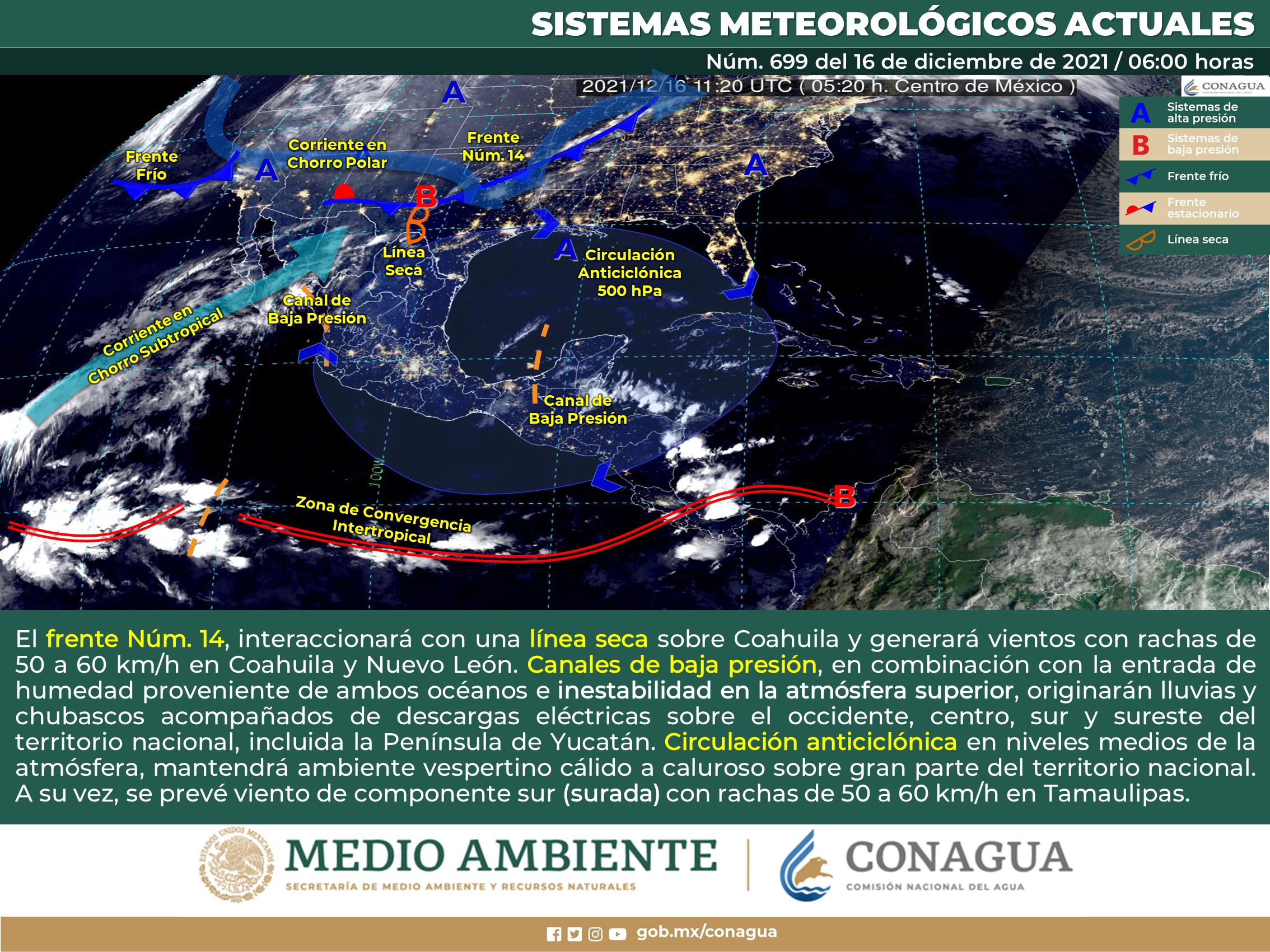 Pronóstico general del meteorológico nacional para hoy jueves