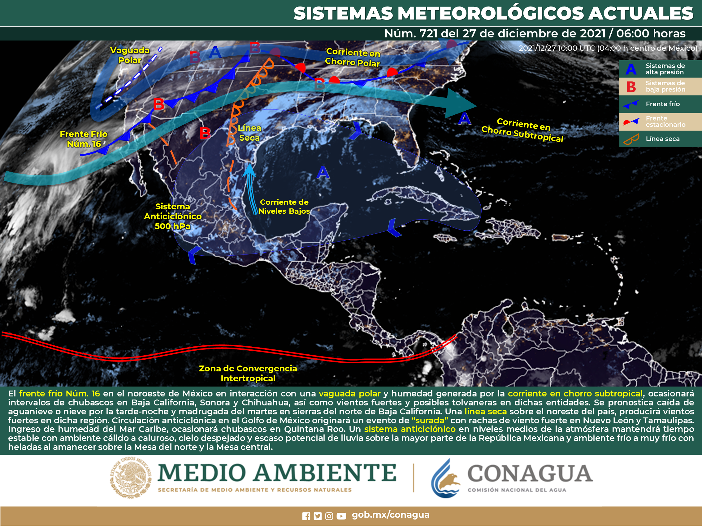 Pronóstico meteorológico nacional para este día lunes