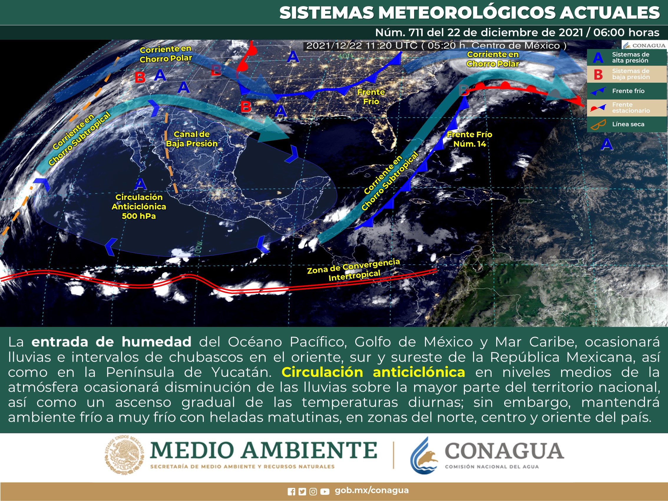 Pronóstico meteorológico nacional para hoy miércoles