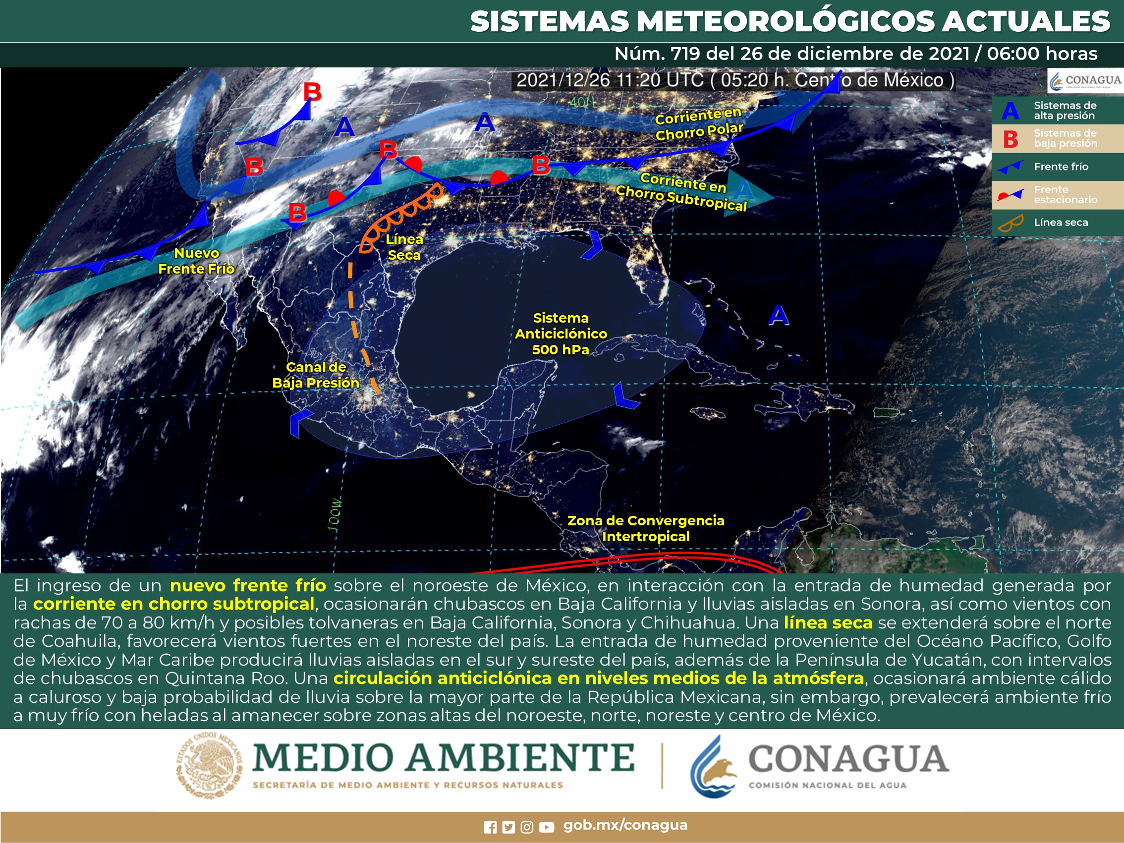 Reporte nacional del clima para hoy domingo