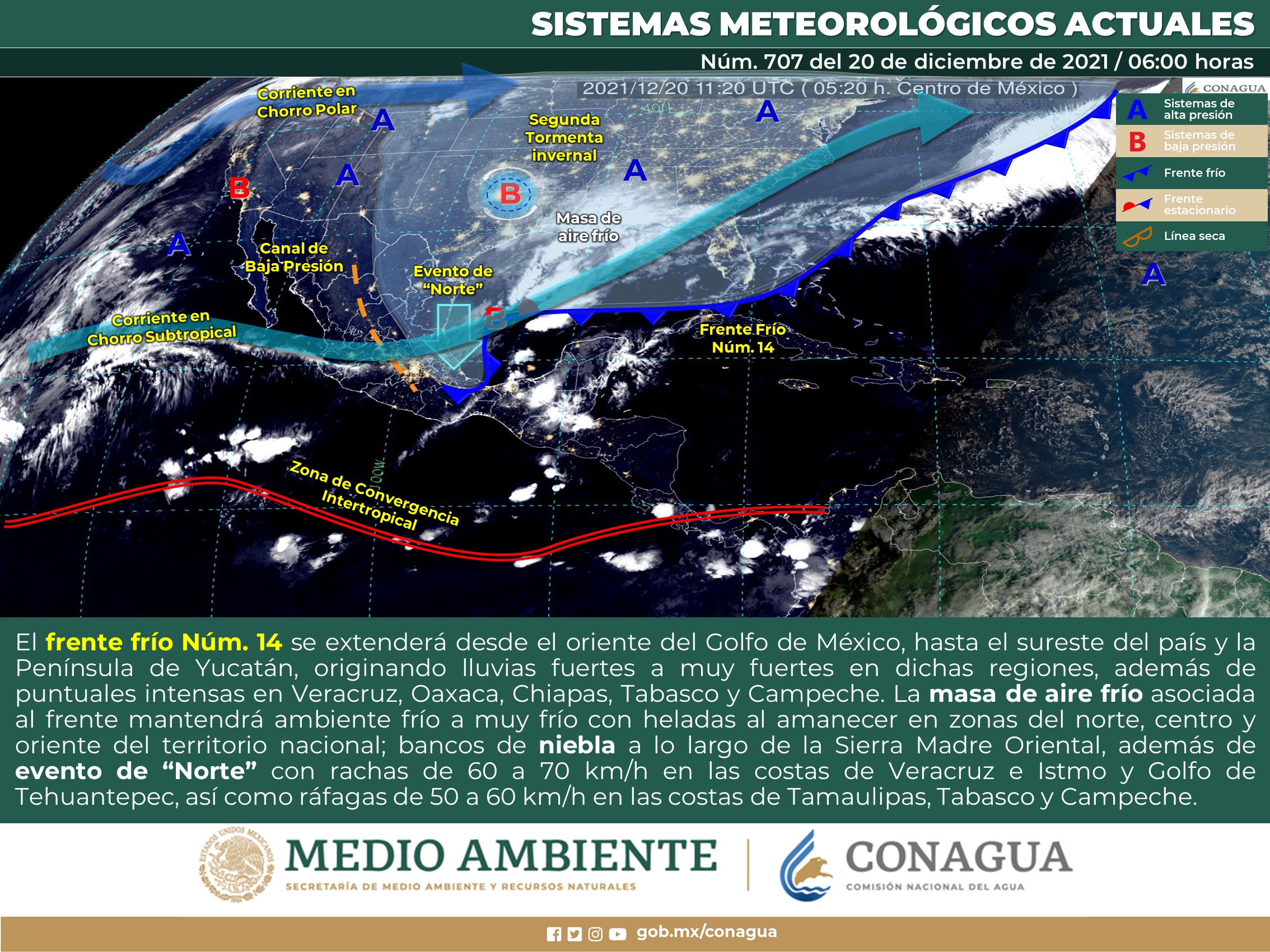 Reporte nacional del meteorológico para este lunes