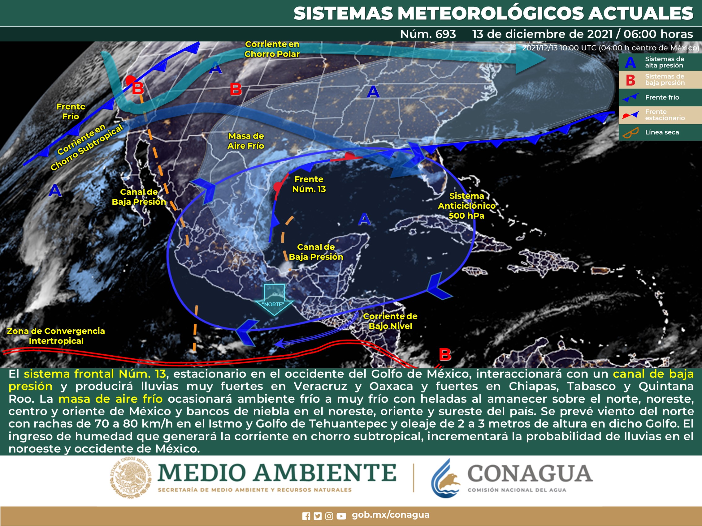 Reporte nacional del meteorológico para hoy lunes