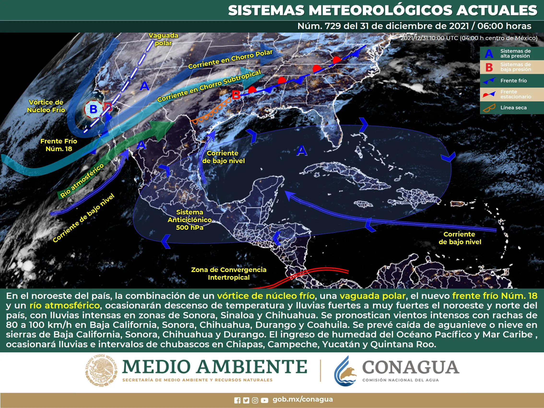 Reporte nacional del meteorológico para hoy viernes