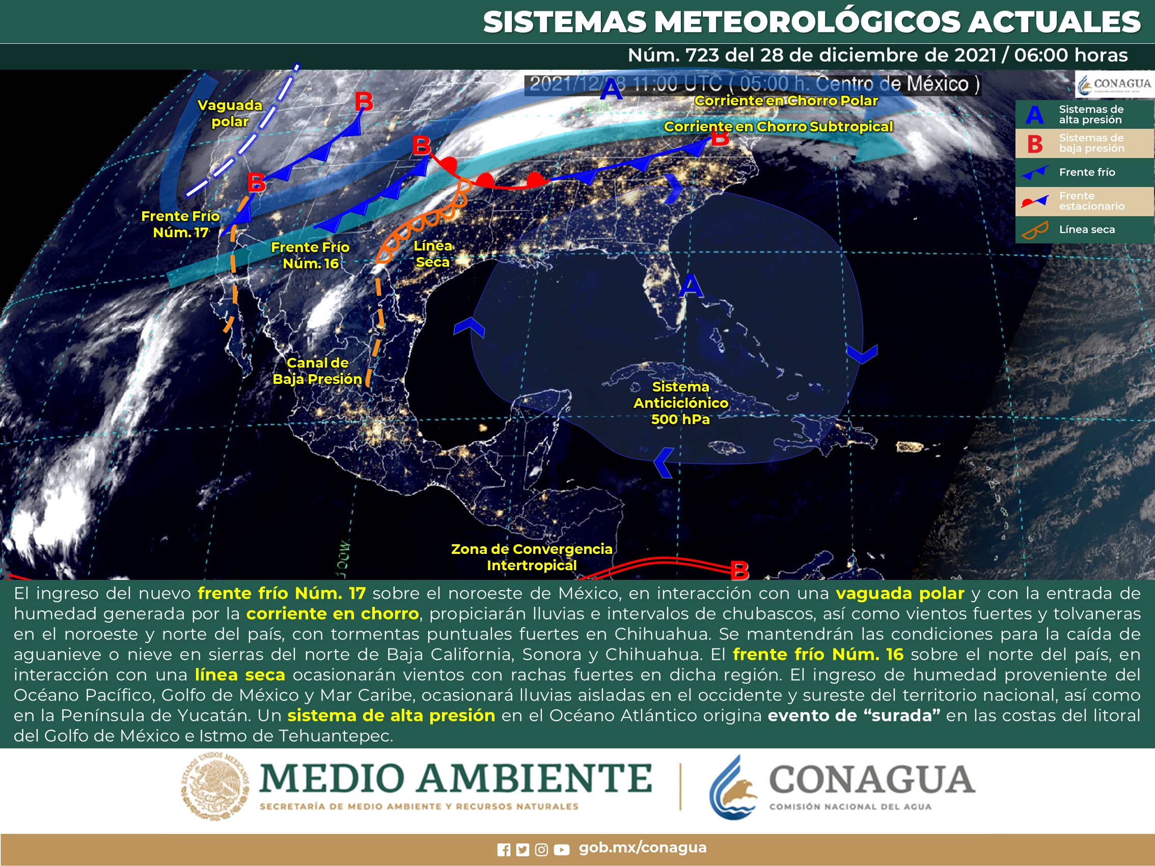 Reporte nacional del meteorológico para hoy