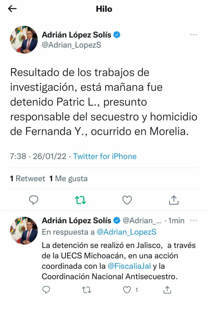 Detienen a Patric L., copartícipe en feminicidio de Fernanda