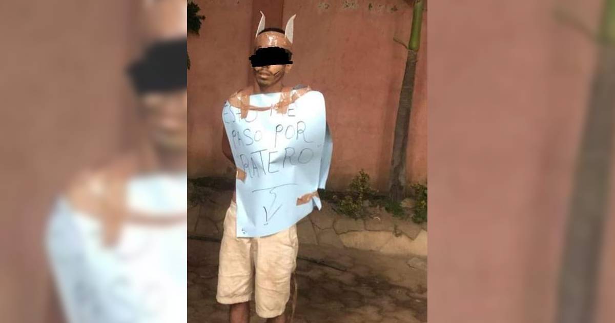 Exhiben a un sujeto maniatado por supuesto robo en Apatzingán