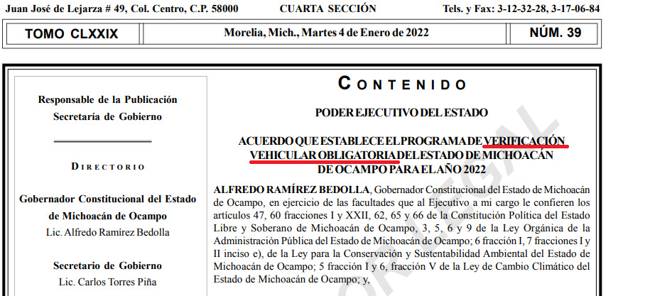 Gobierno Michoacán obliga verificación