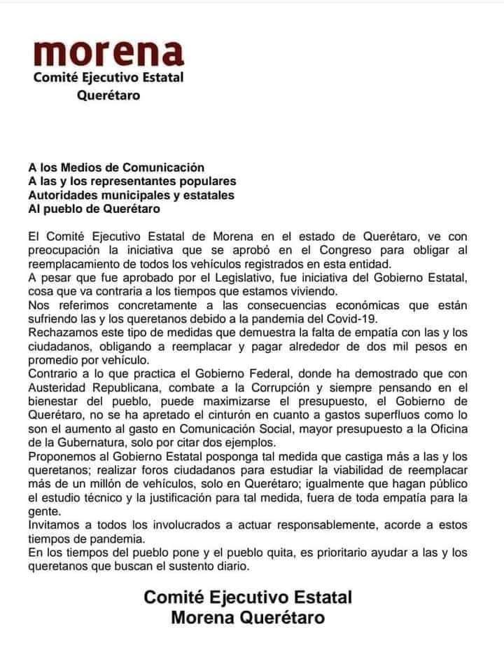 Morena reemplacamiento Michoacán 