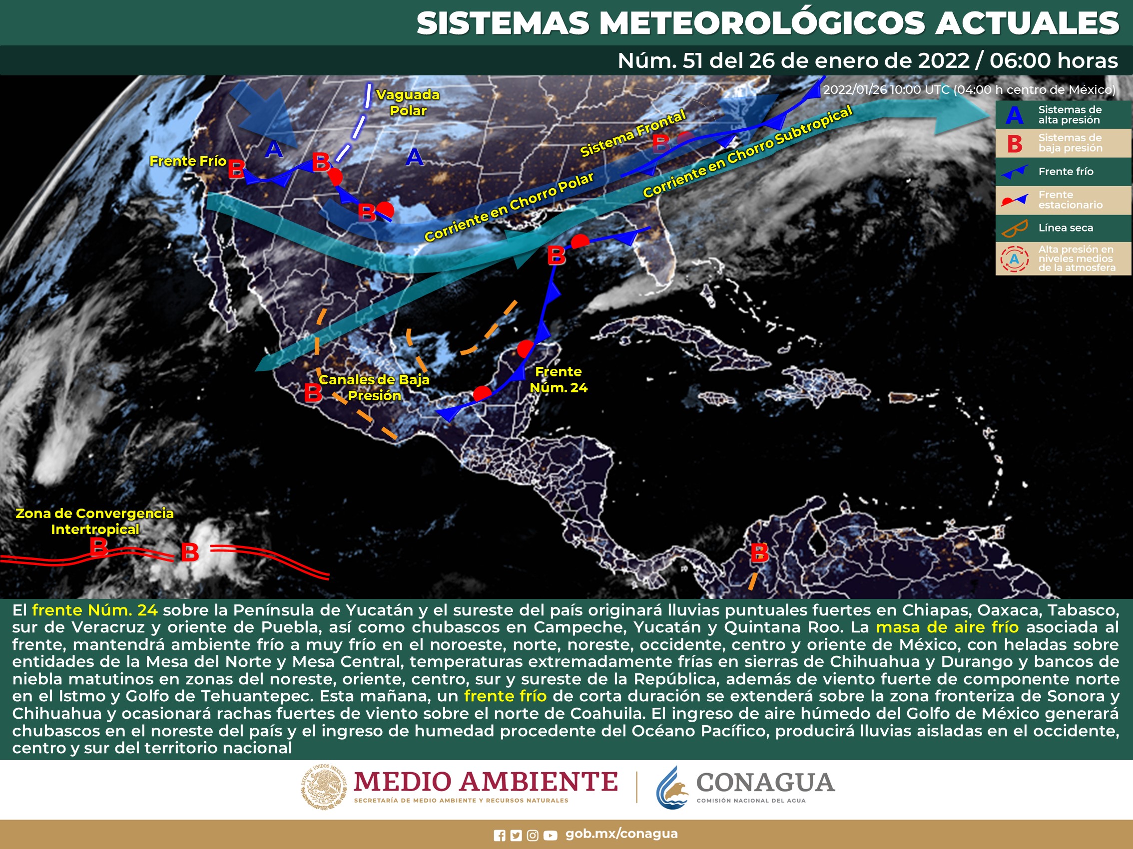 Reporte del meteorológico nacional para hoy miércoles