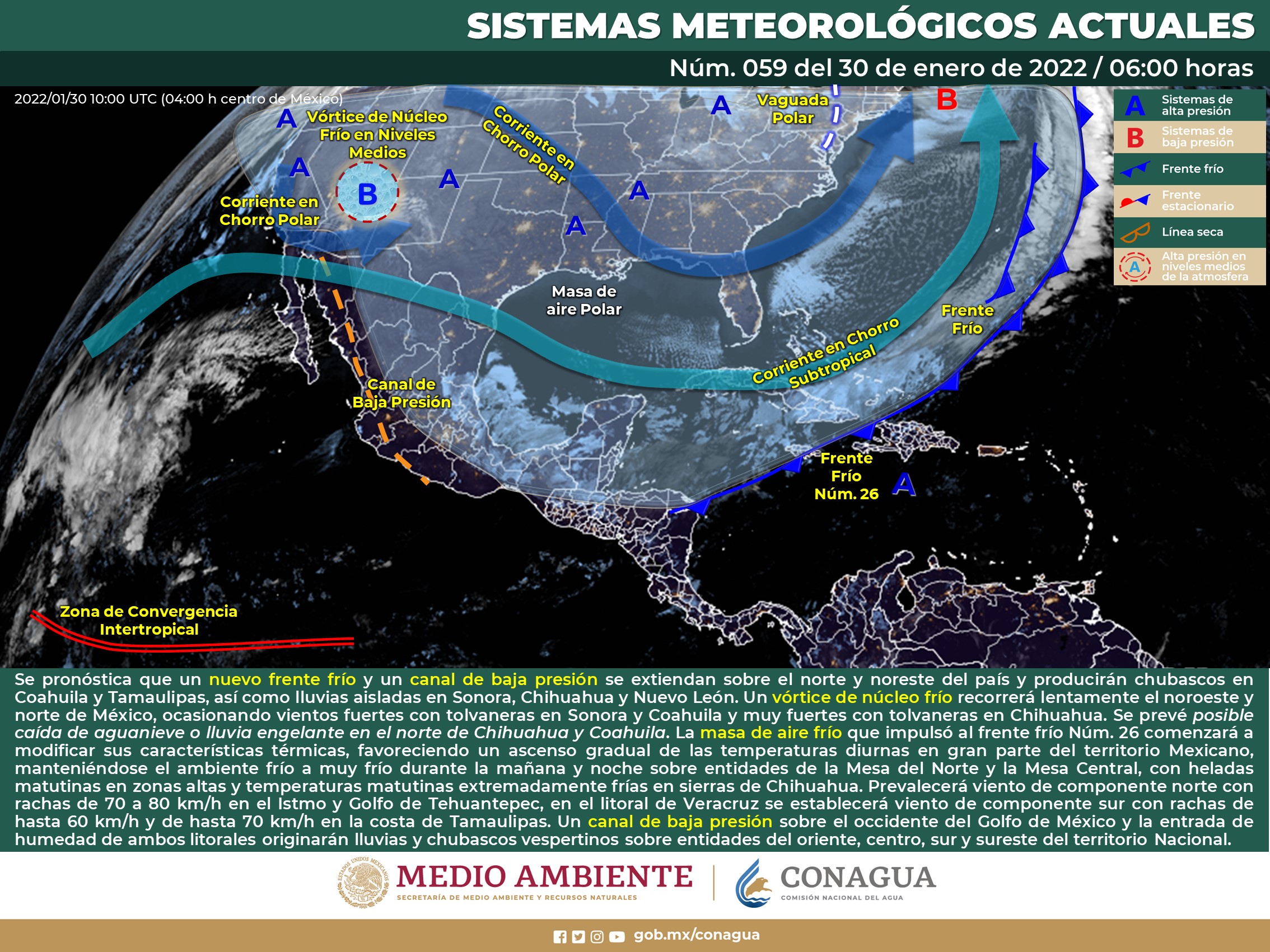 Reporte nacional del clima para hoy domingo