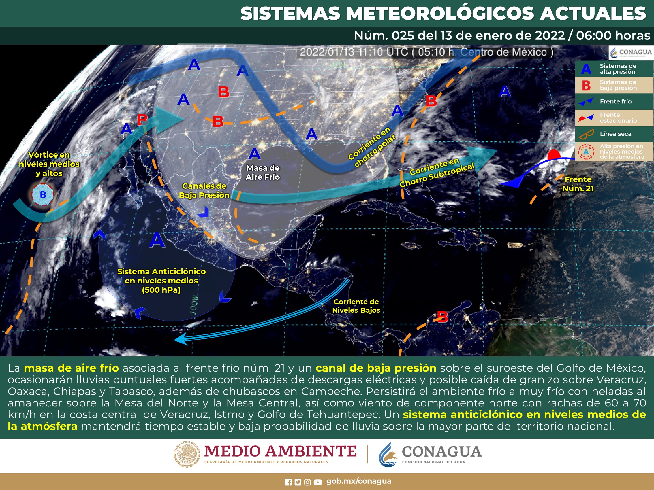 Reporte nacional del meteorológico para hoy jueves