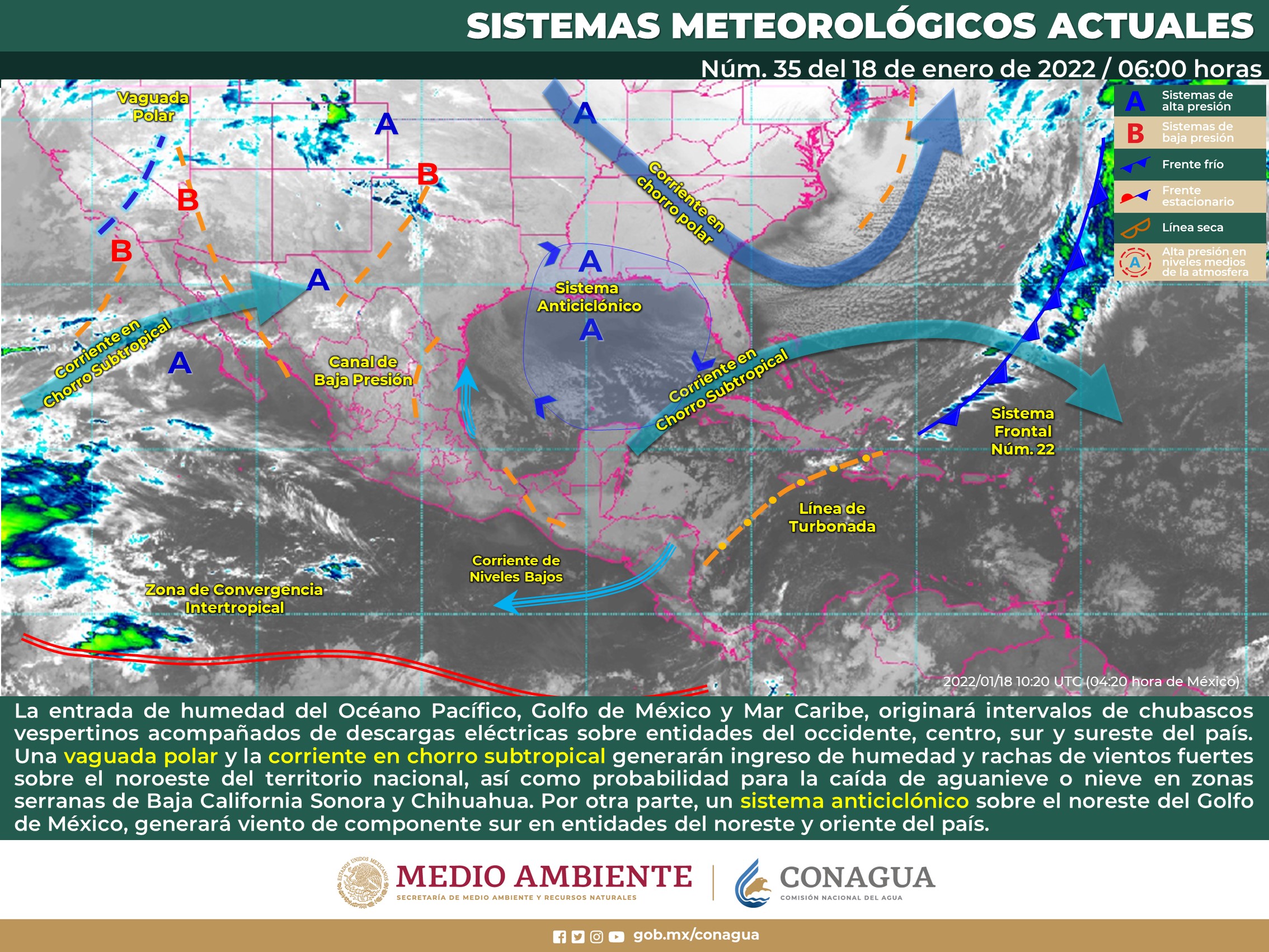 Reporte nacional del meteorológico para hoy martes