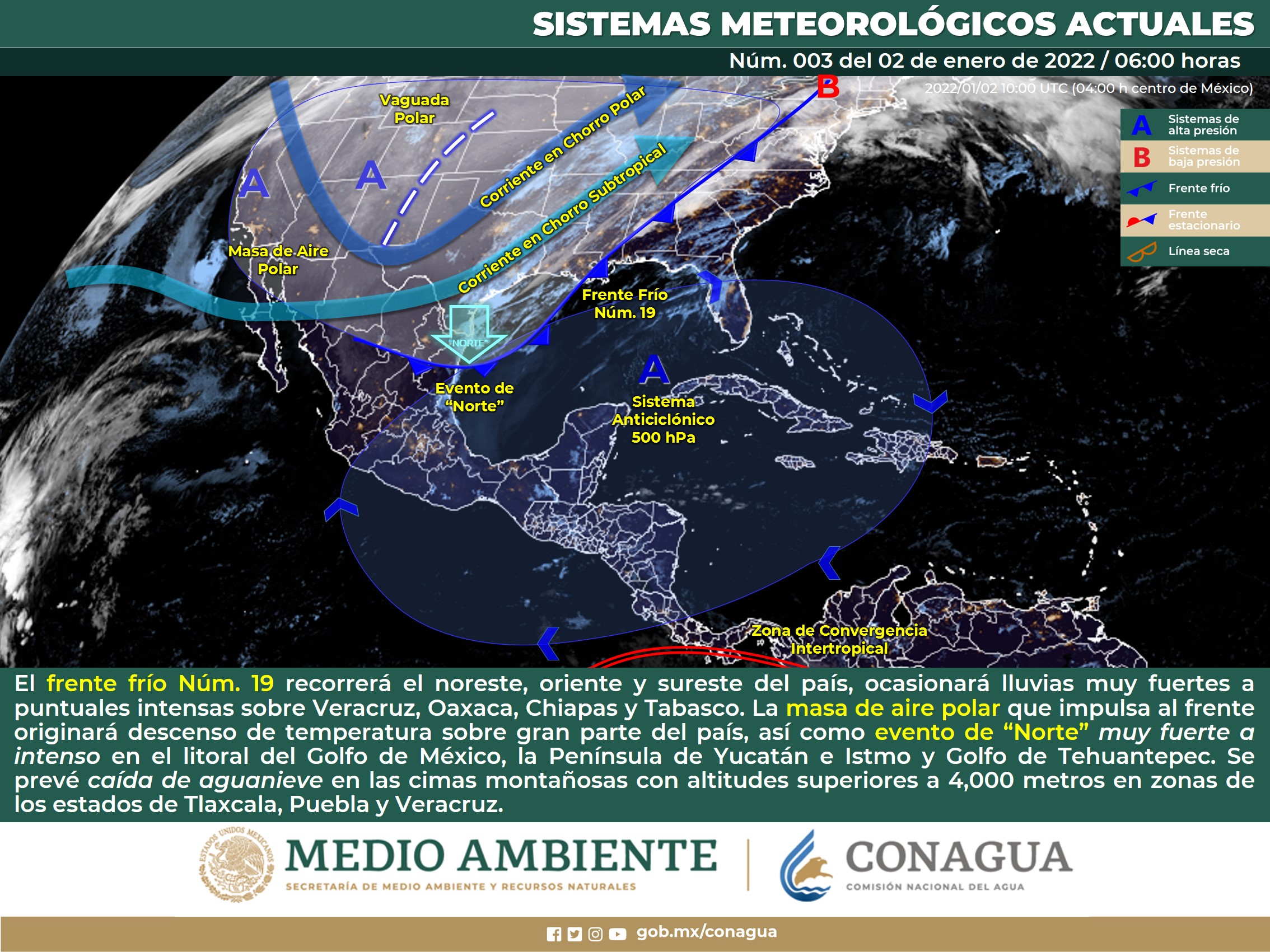 Sistema meteorológico nacional para hoy domingo