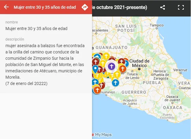 Mapa Muertes Michoacán periodístico