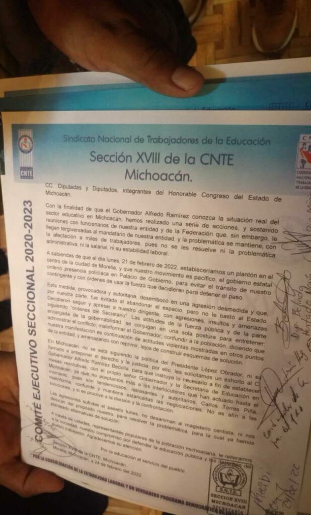 Pide CNTE base laboral para 1 mil 200 eventuales en Michoacán