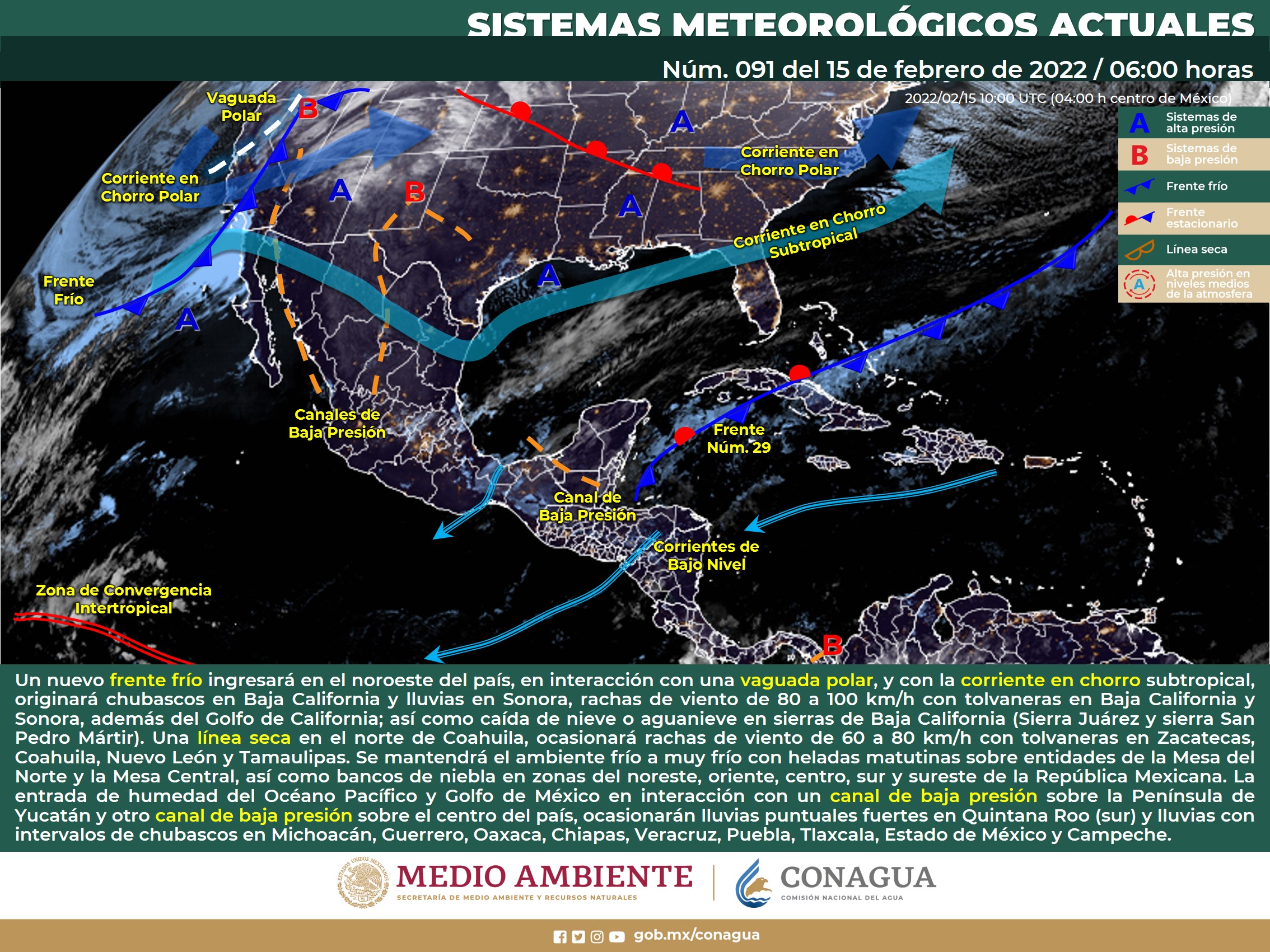 Reporte del clima para este día martes