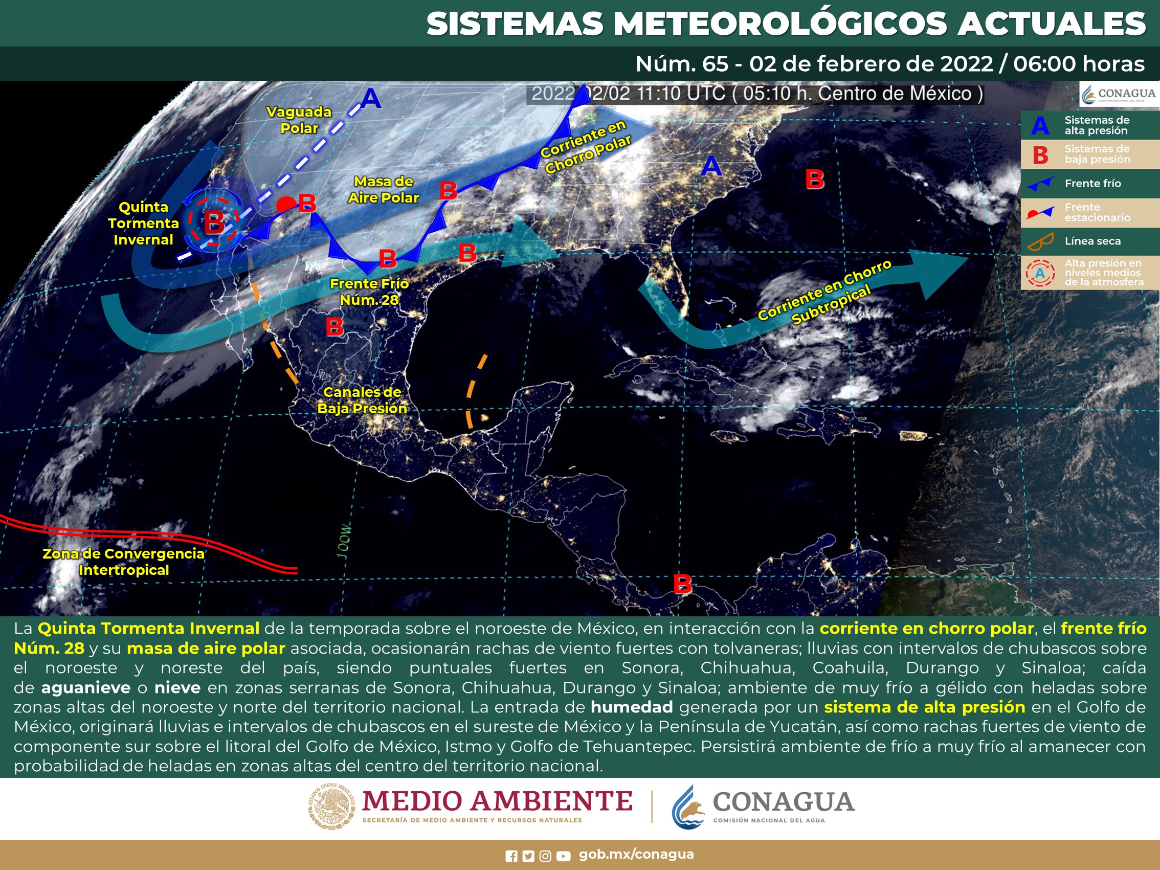 Reporte del meteorológico nacional para este día