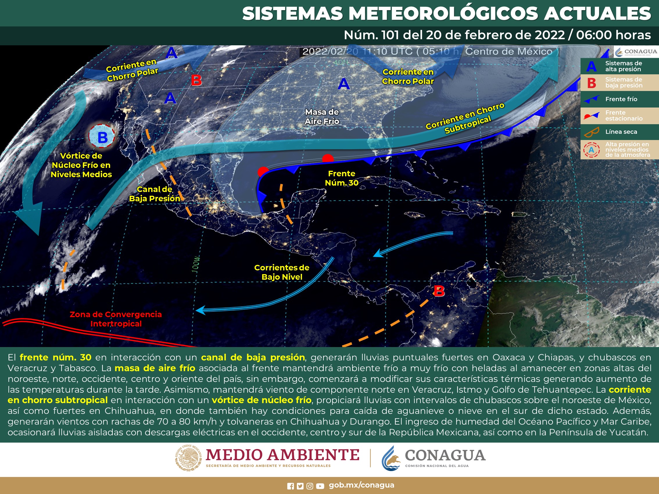 Reporte nacional del clima para este día domingo