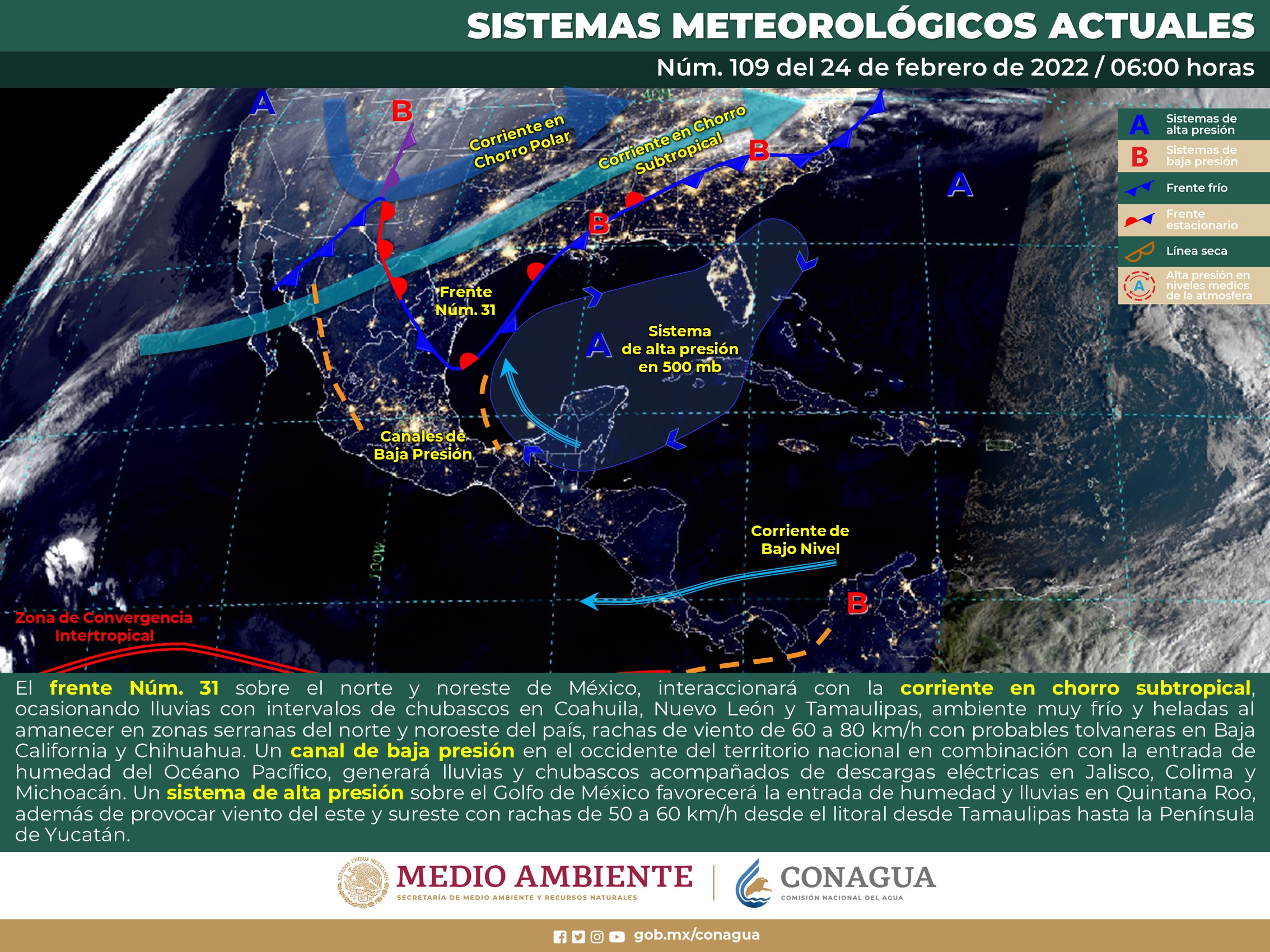 Reporte nacional del clima para hoy jueves