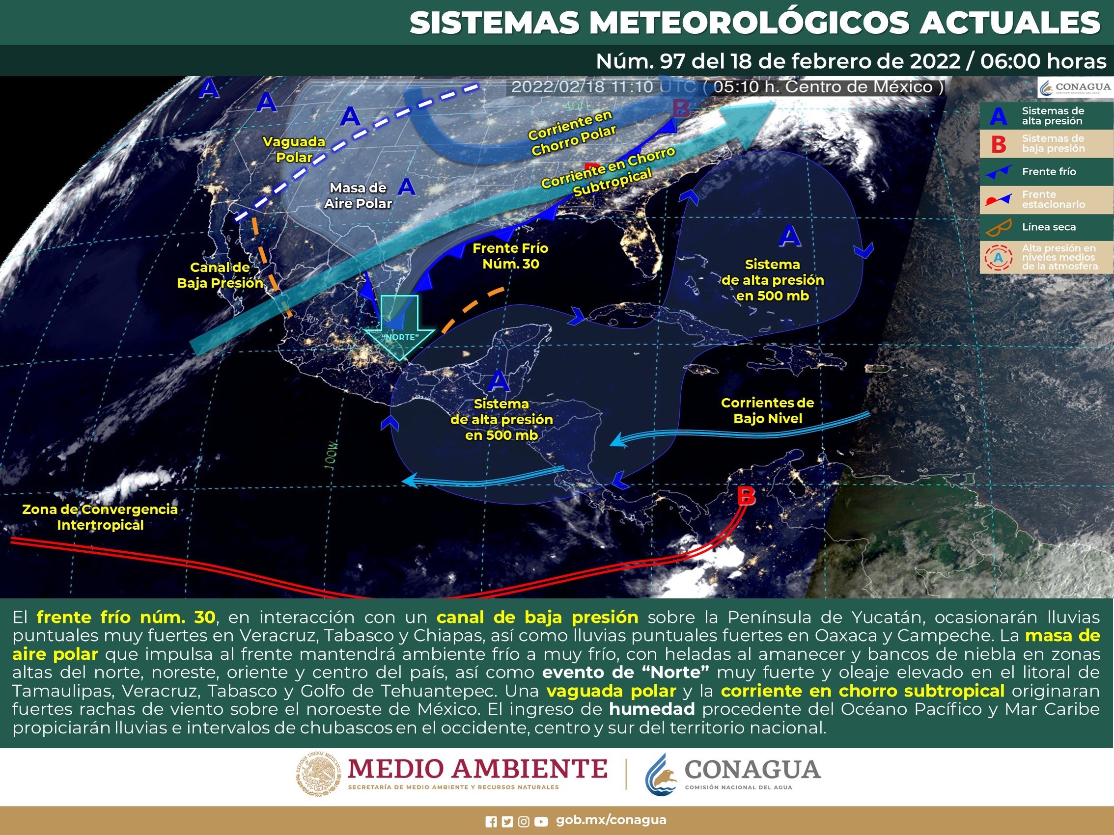 Reporte nacional del meteorológico para hoy viernes