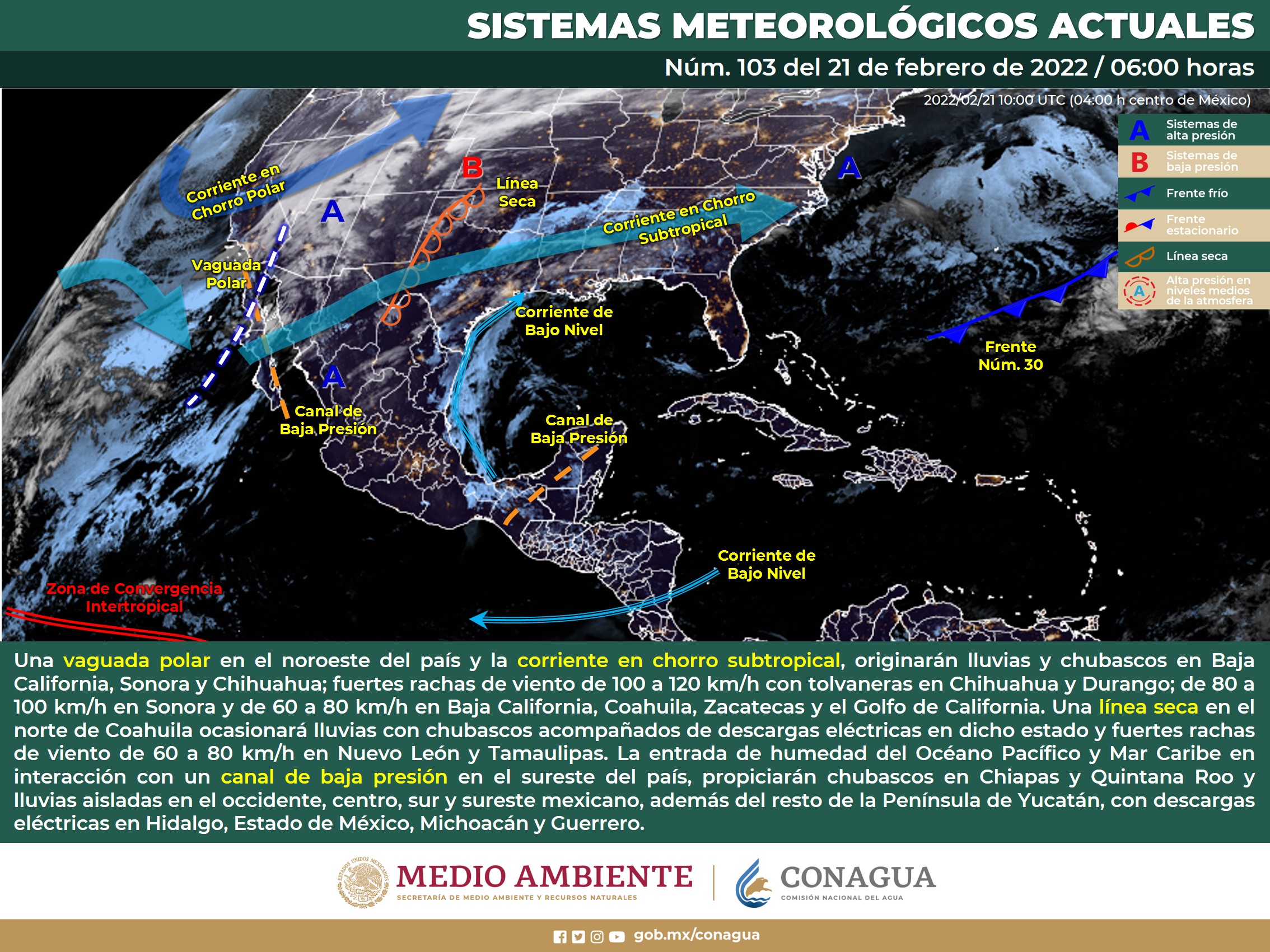 Reporte nacional del meteorológico para hoy