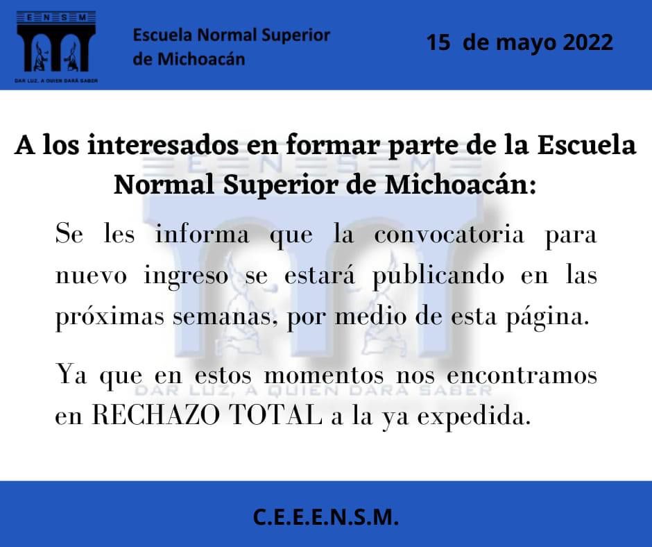 Normal Superior lanzará su propia convocatoria de ingreso en Michoacán