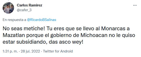 Salinas Pliego critica a los aficionados de Monarcas los fans no servían