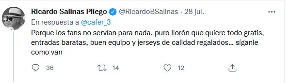 Salinas Pliego critica a los aficionados de Monarcas los fans no servían