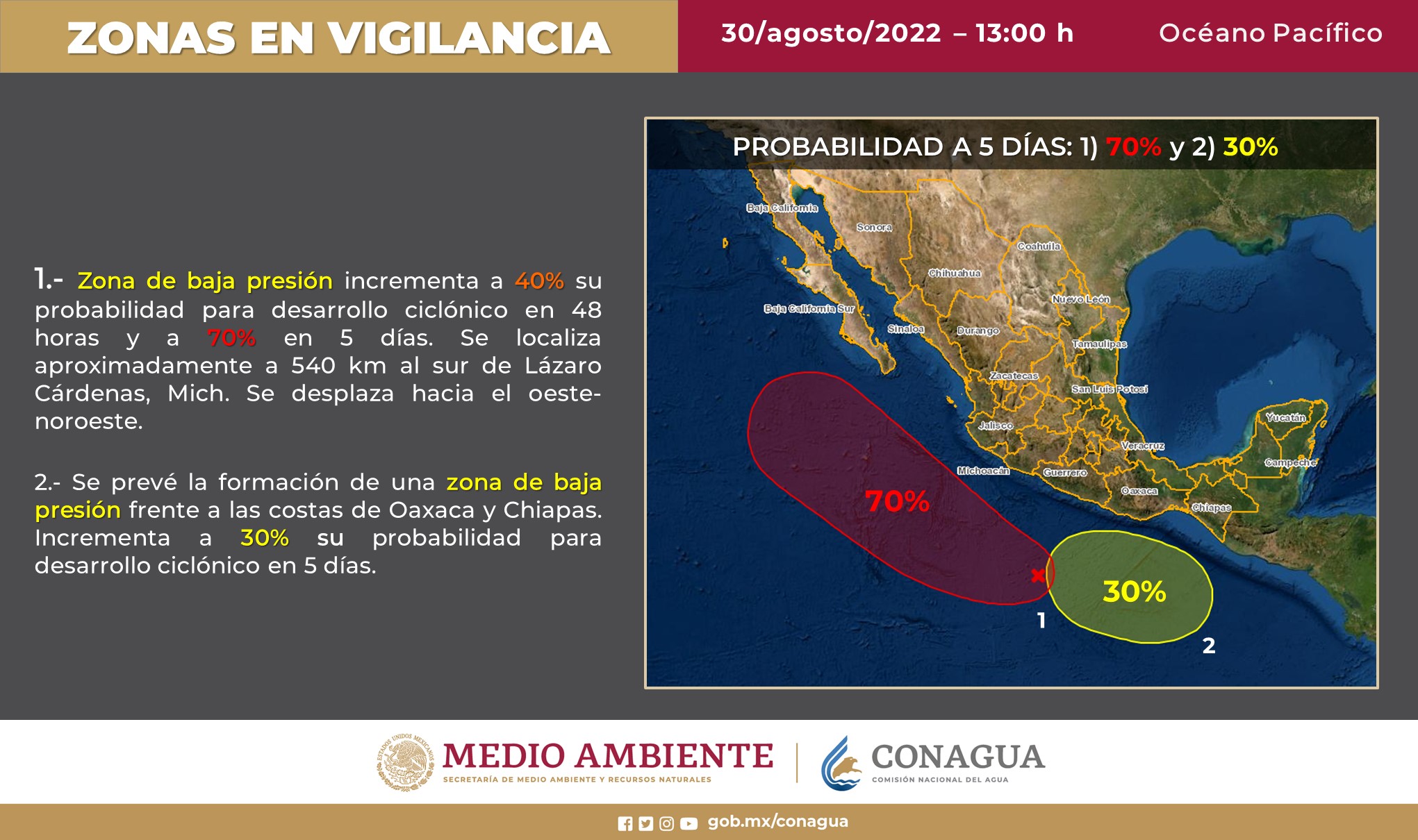 Incrementa probabilidad de formación de ciclón en el Pacífico